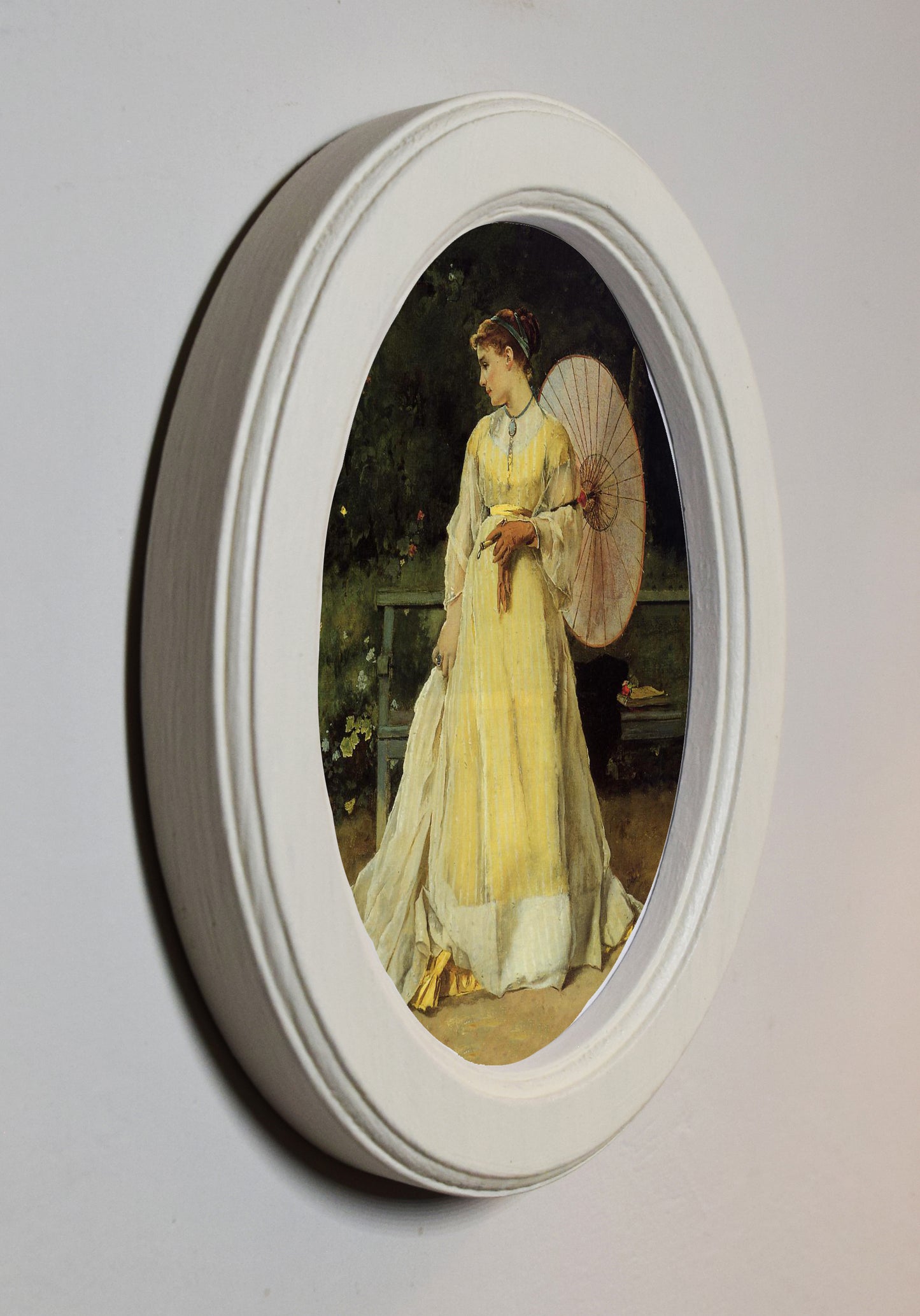 Alfred Stevens In The Country c.1867 4" x 6" Oval Wooden Framed Classic Art Print