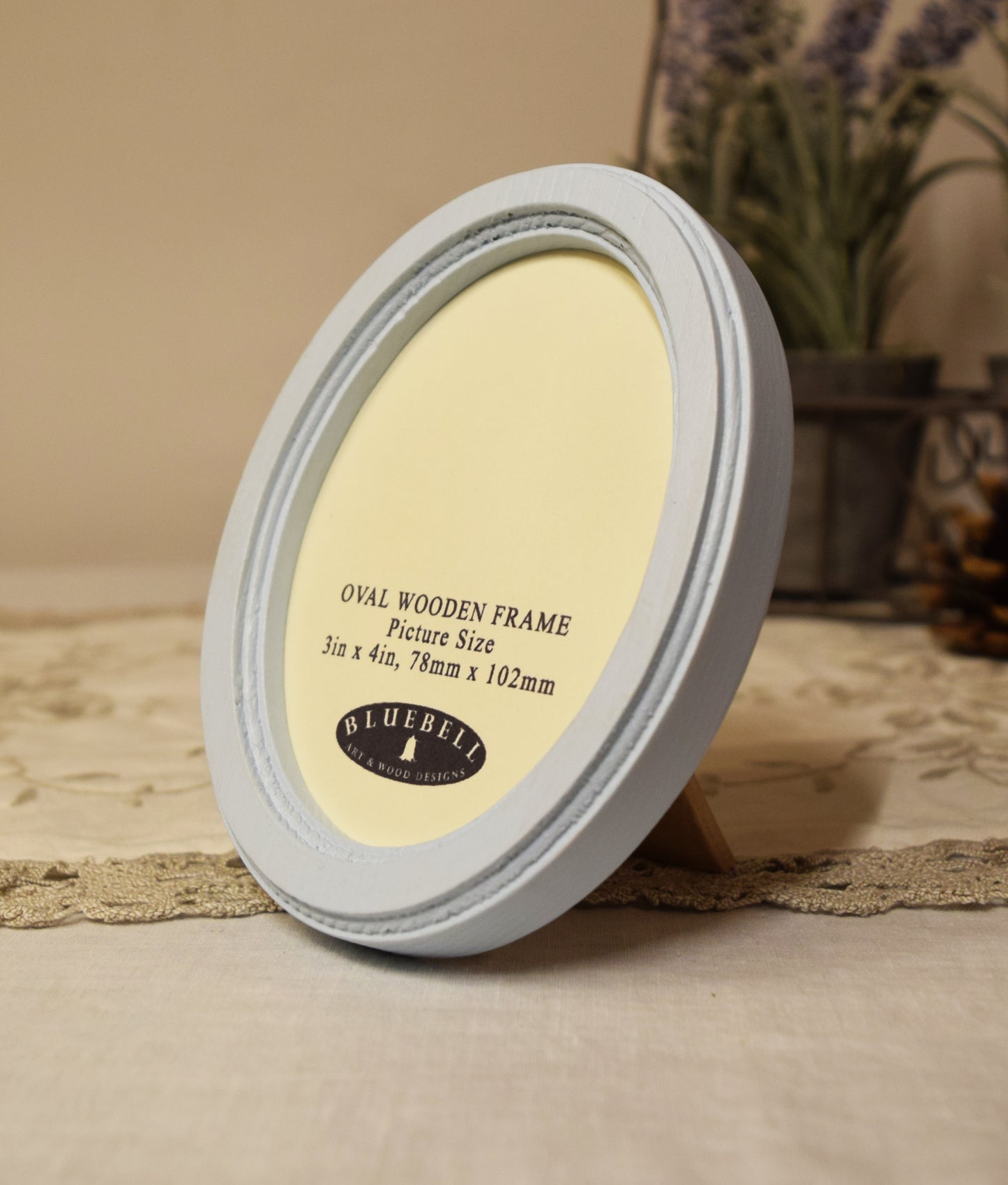 Baby Blue 3" x 4" Oval Handmade Wooden Photo Picture Frame