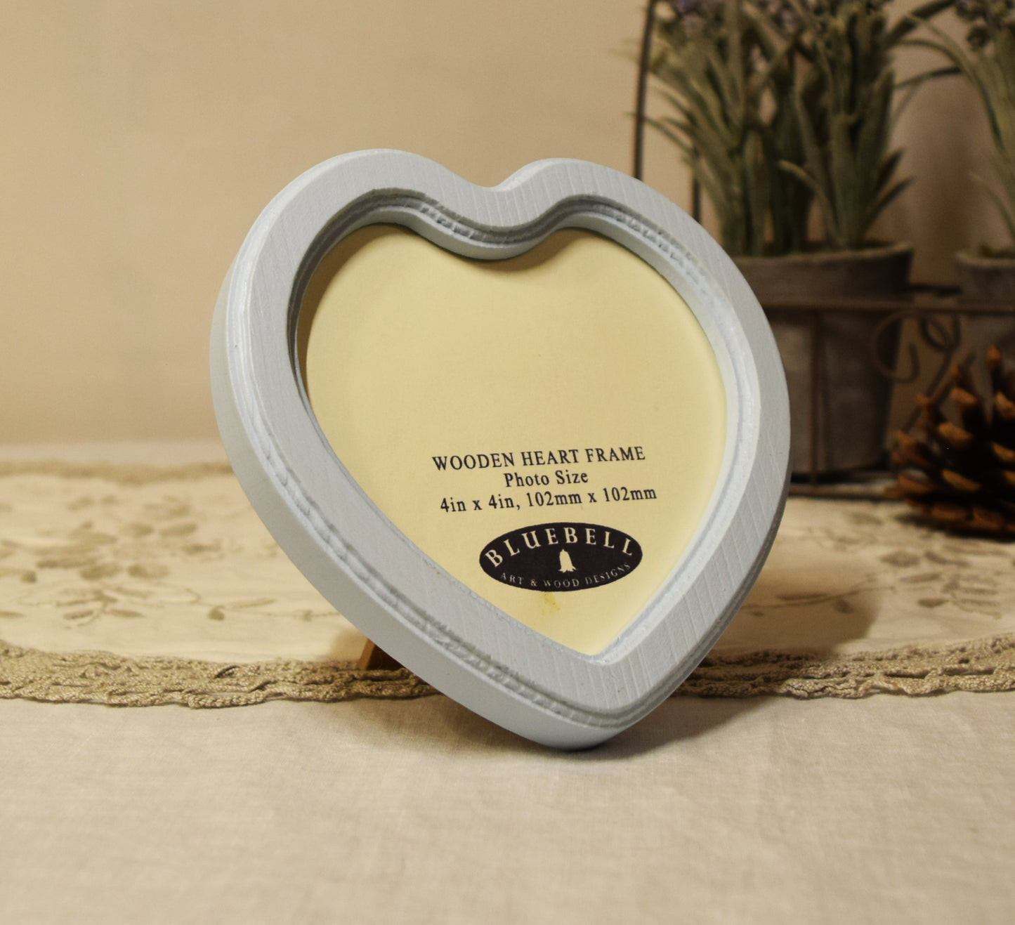 Baby Blue 4" x 4" Heart Handmade Wooden Photo Picture Frame