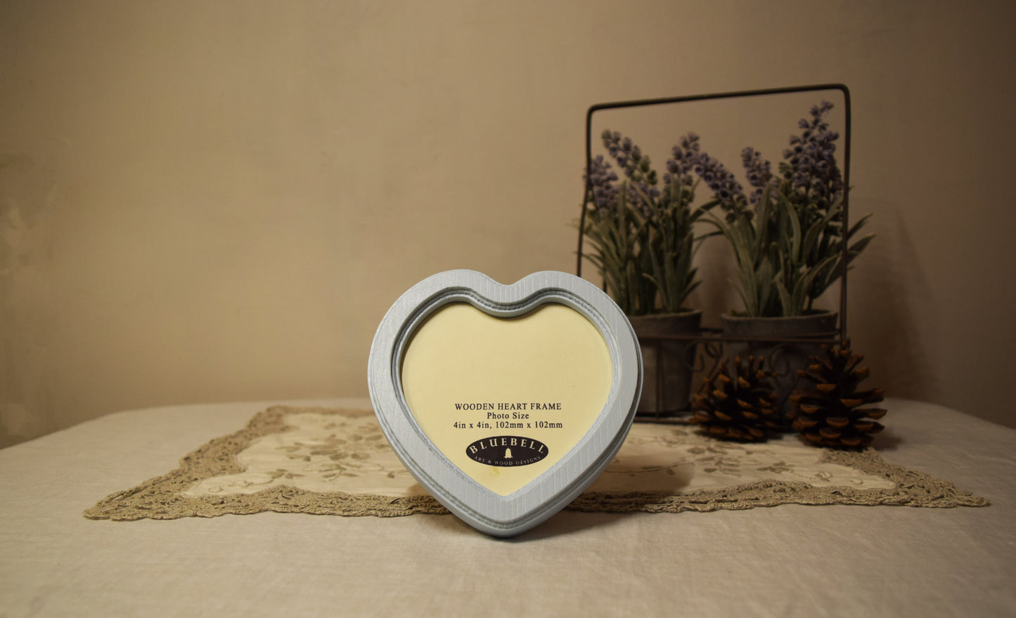 Baby Blue 4" x 4" Heart Handmade Wooden Photo Picture Frame