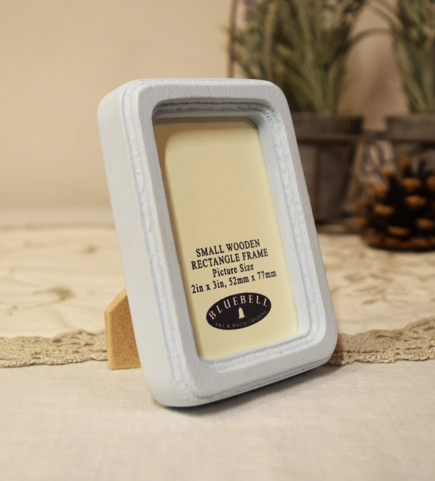 Baby Blue 2" x 3" Rectangle Handmade Wooden Photo Picture Frame