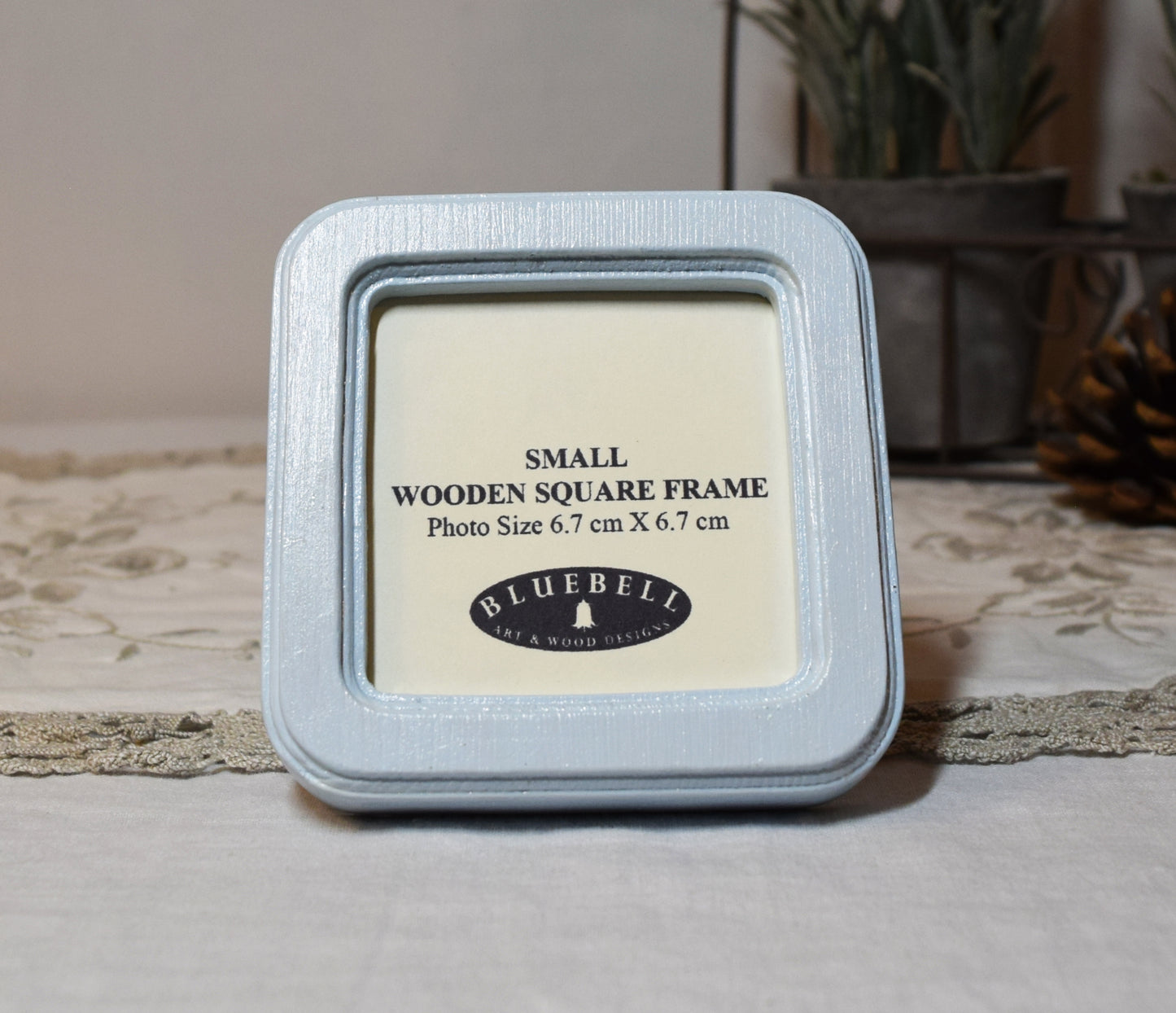 Baby Blue 2.5" x 2.5" Square Handmade Wooden Photo Picture Frame