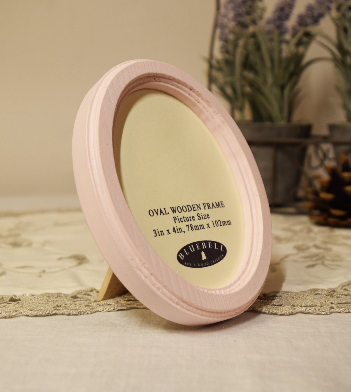 Baby Pink 3" x 4" Oval Handmade Wooden Photo Picture Frame