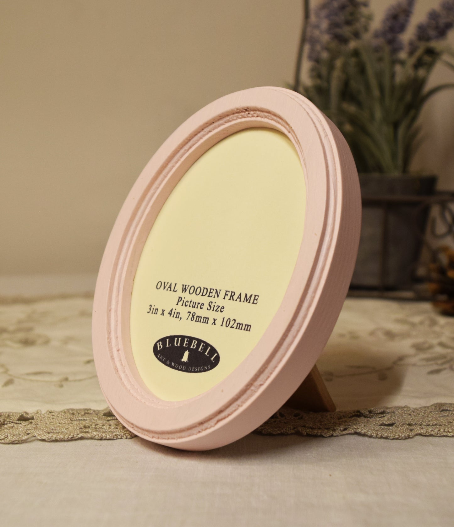 Baby Pink 3" x 4" Oval Handmade Wooden Photo Picture Frame