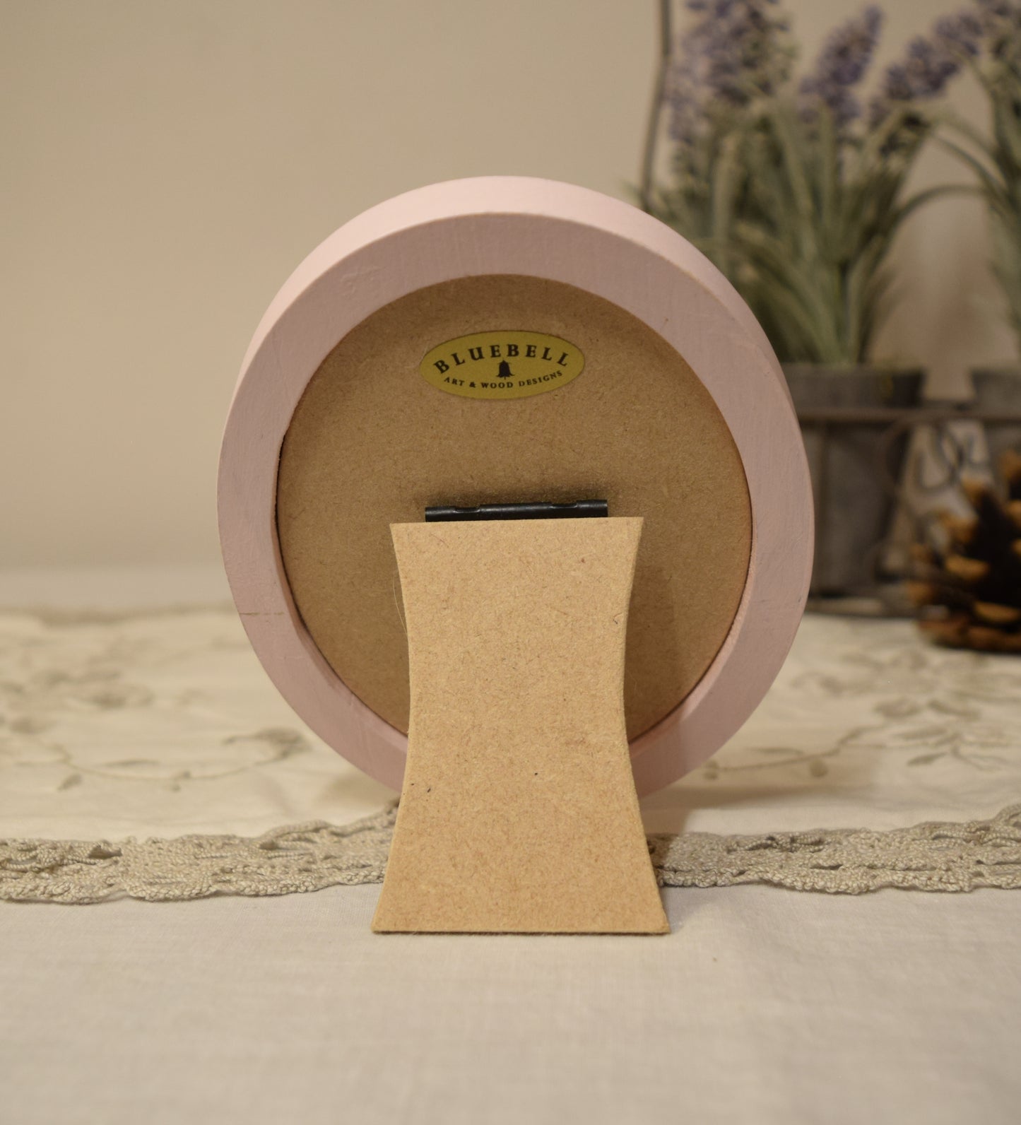 Baby Pink 3" x 4" Oval Handmade Wooden Photo Picture Frame