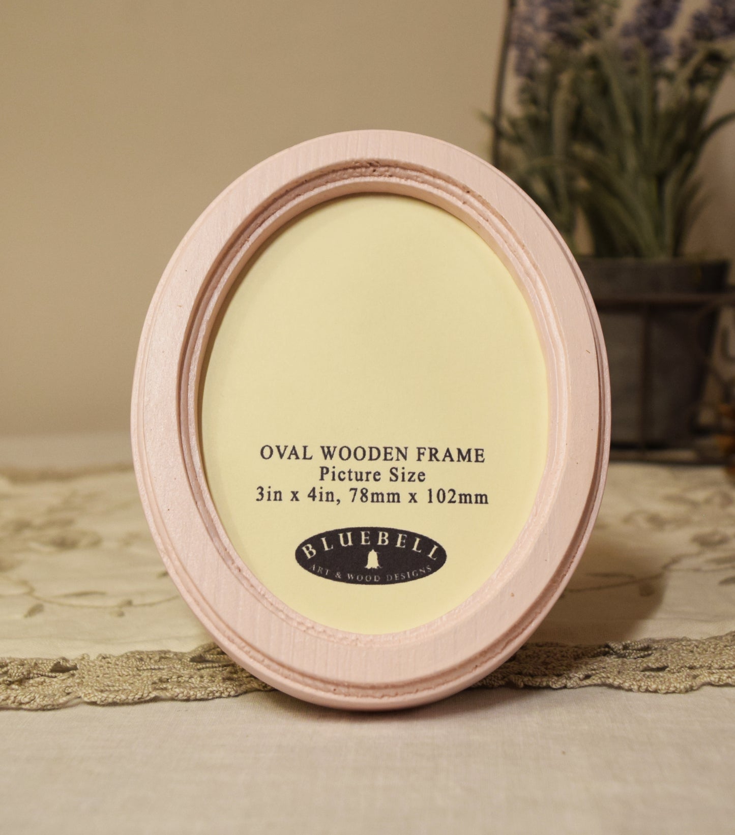 Baby Pink 3" x 4" Oval Handmade Wooden Photo Picture Frame
