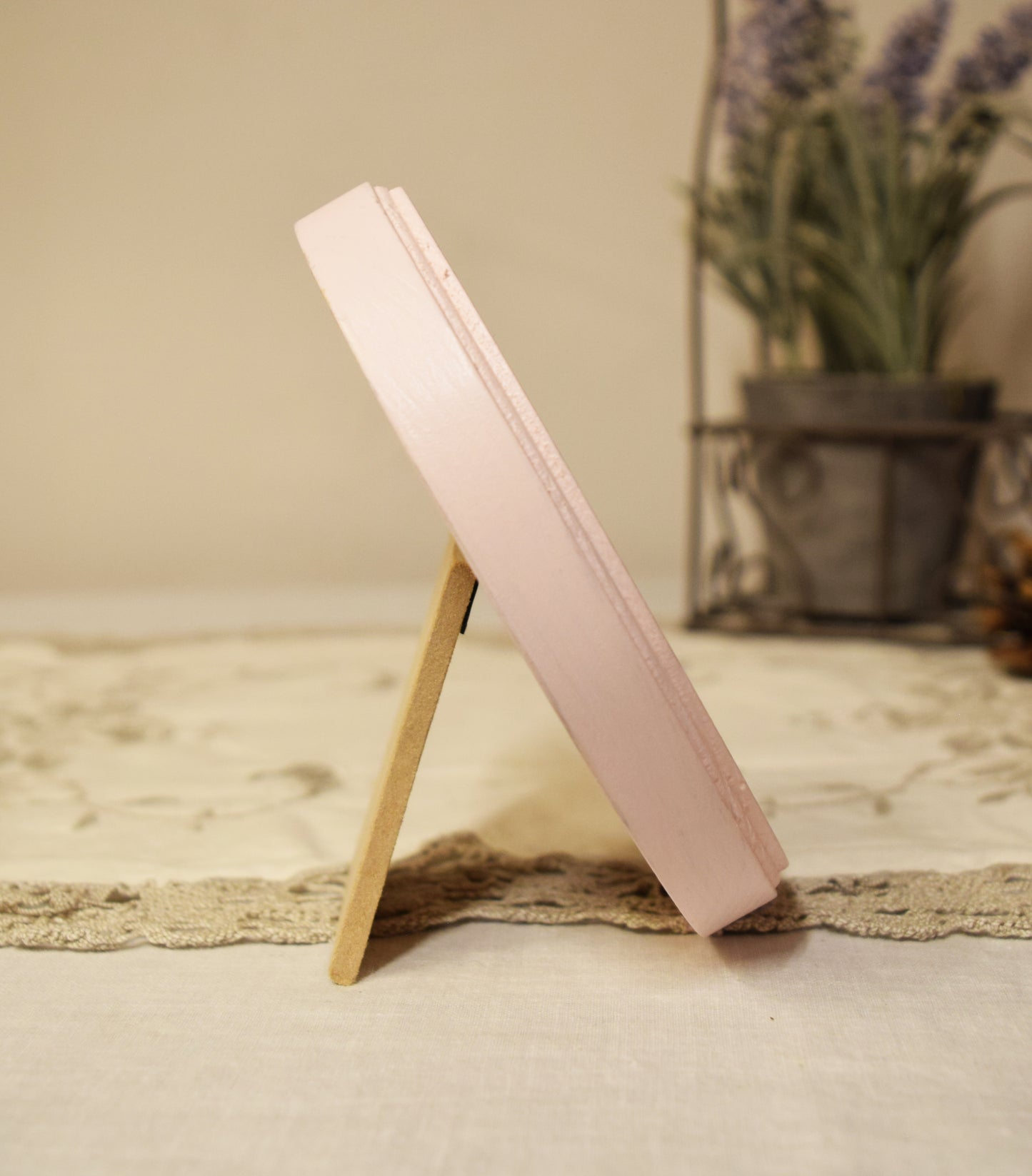 Baby Pink 3" x 4" Oval Handmade Wooden Photo Picture Frame
