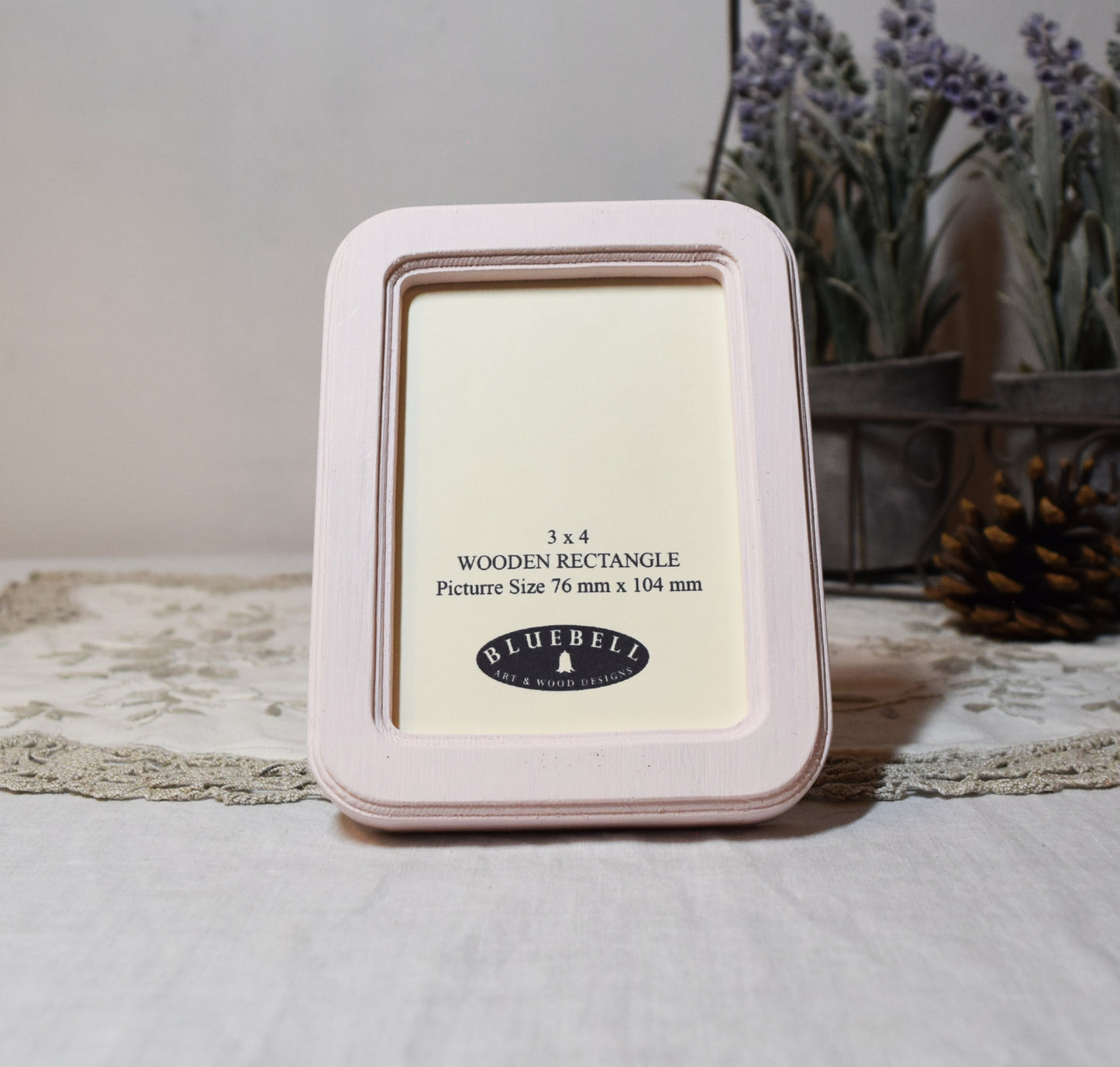 Baby Pink 3" x 4" Rectangle Handmade Wooden Photo Picture Frame