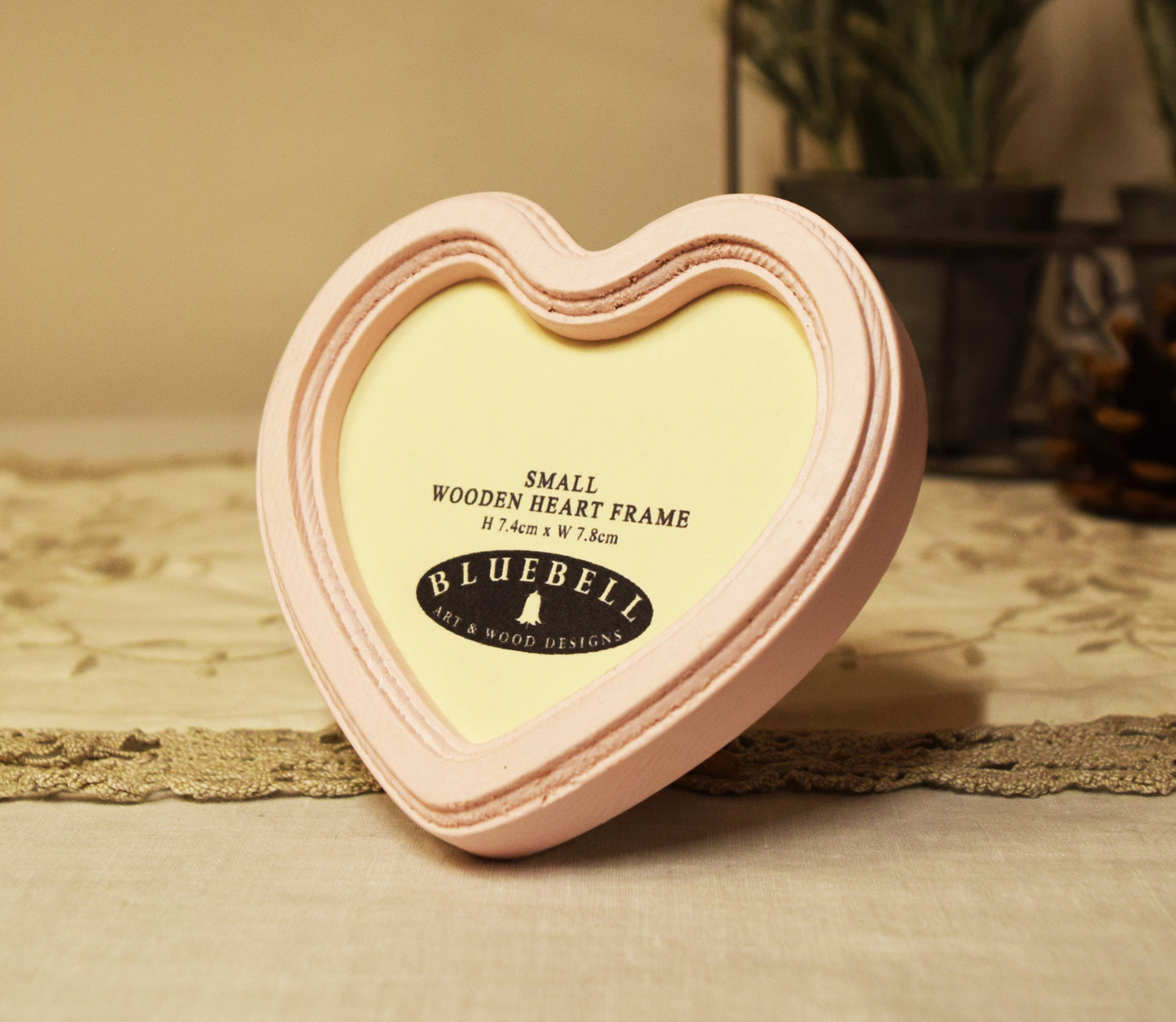 Baby Pink 3" x 3" Heart Handmade Wooden Photo Picture Frame