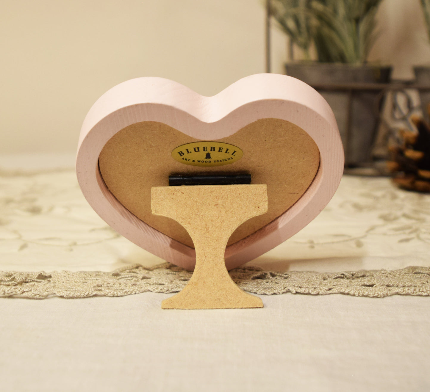 Baby Pink 3" x 3" Heart Handmade Wooden Photo Picture Frame