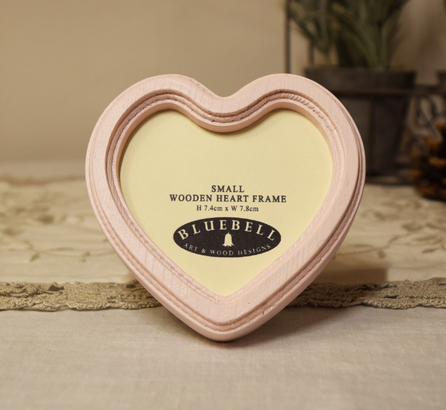 Baby Pink 3" x 3" Heart Handmade Wooden Photo Picture Frame
