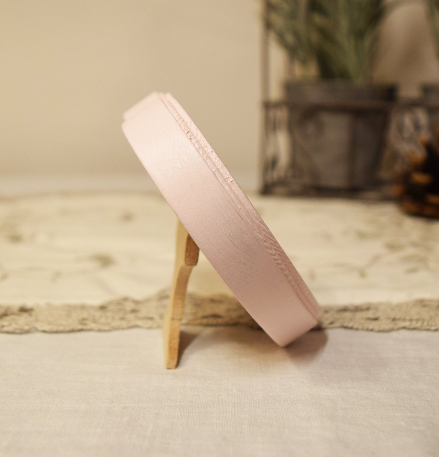 Baby Pink 3" x 3" Heart Handmade Wooden Photo Picture Frame