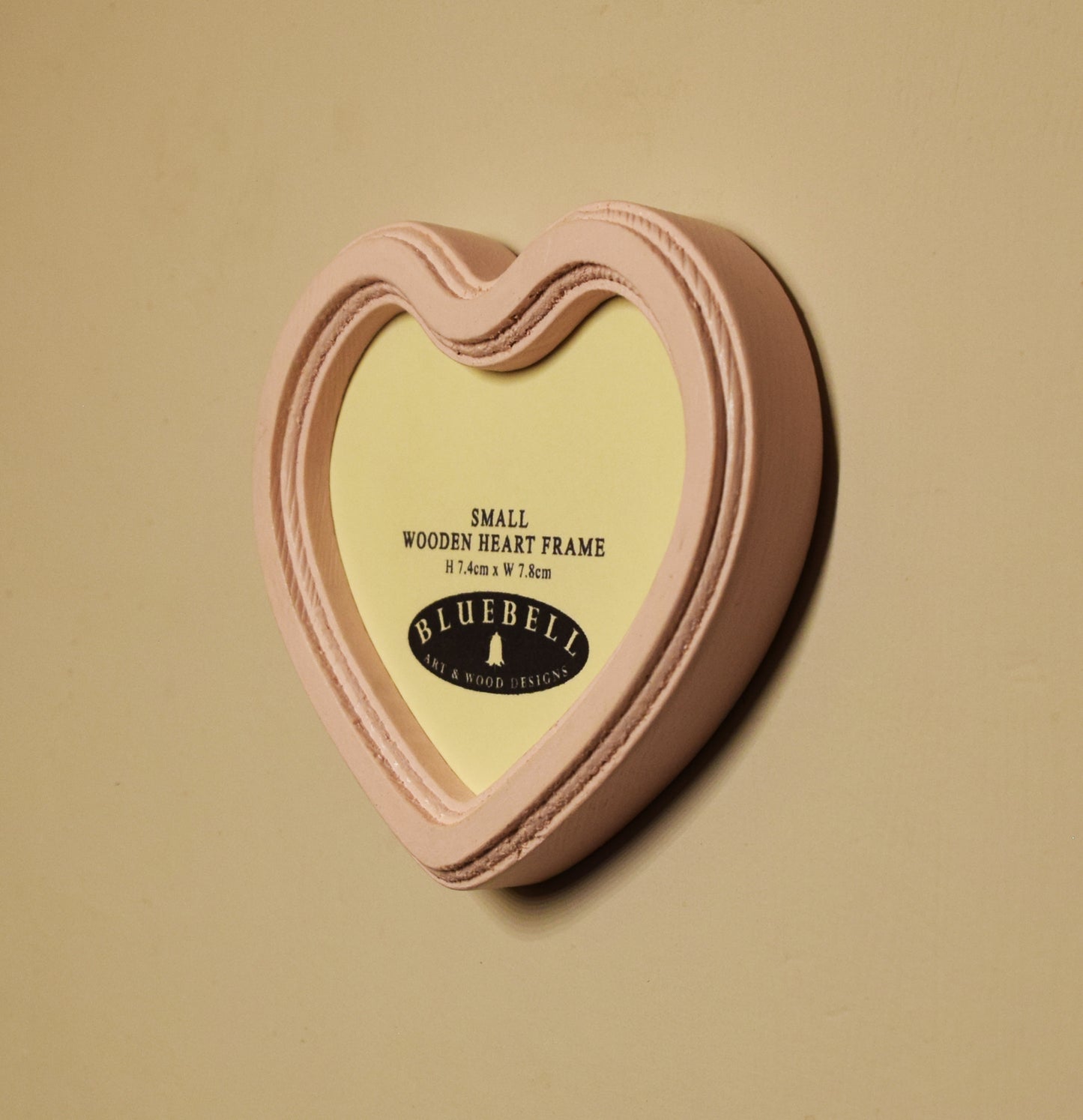 Baby Pink 3" x 3" Heart Handmade Wooden Photo Picture Frame