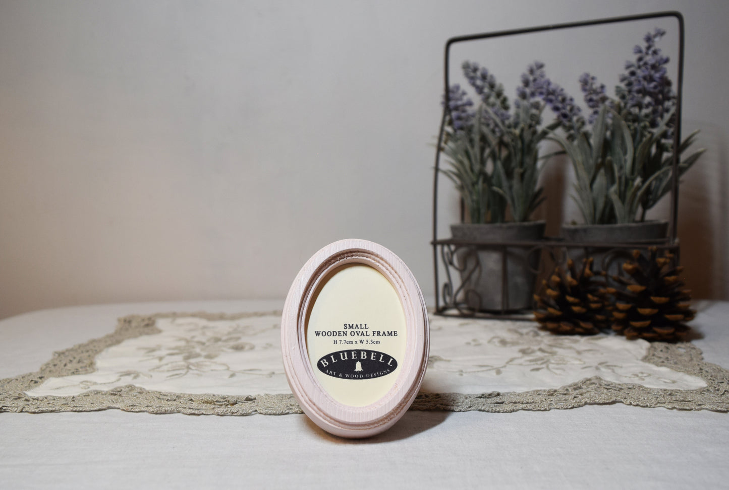 Baby Pink 2" x 3" Oval Handmade Wooden Photo Picture Frame