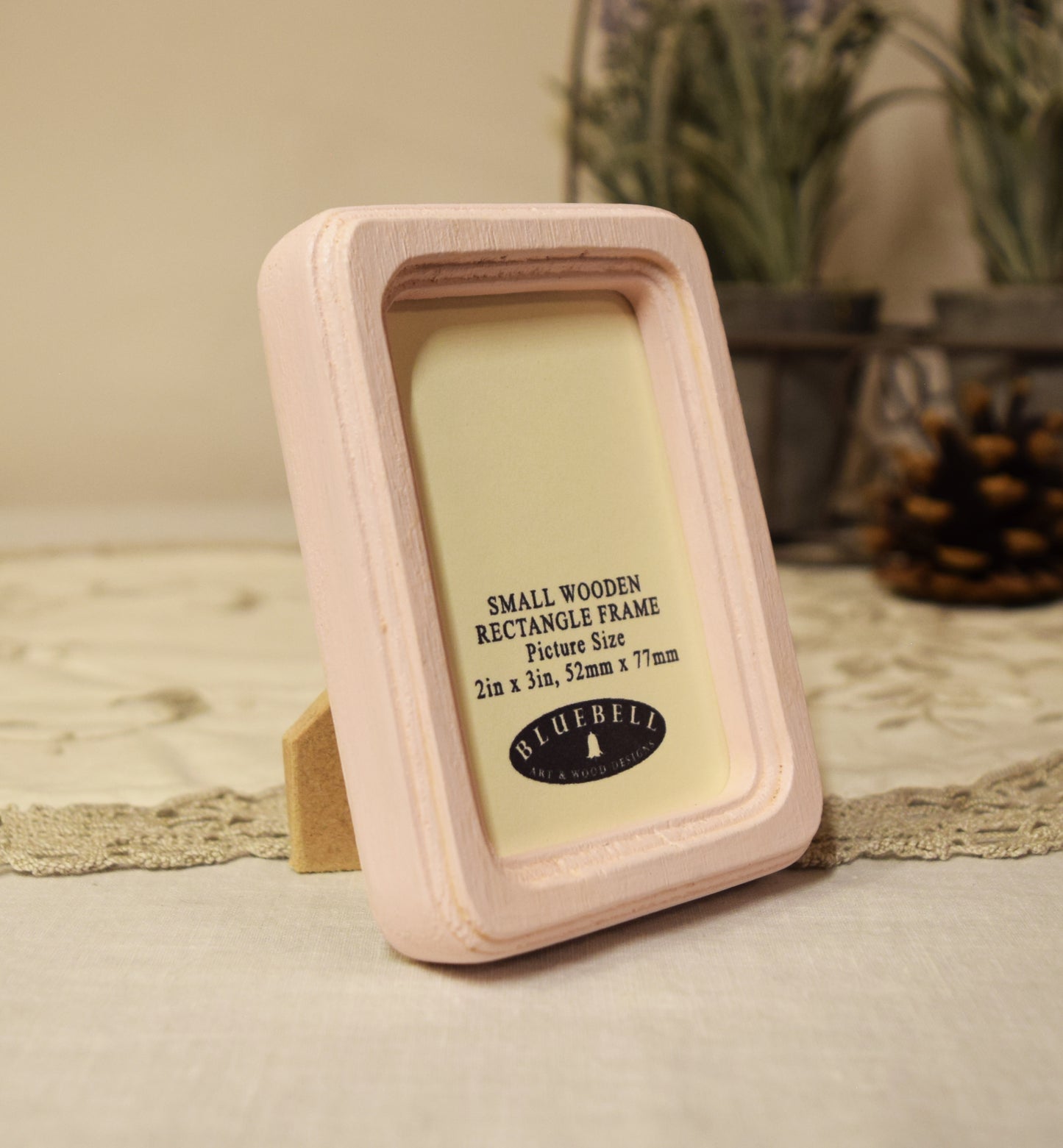 Baby Pink 2" x 3" Rectangle Handmade Wooden Photo Picture Frame