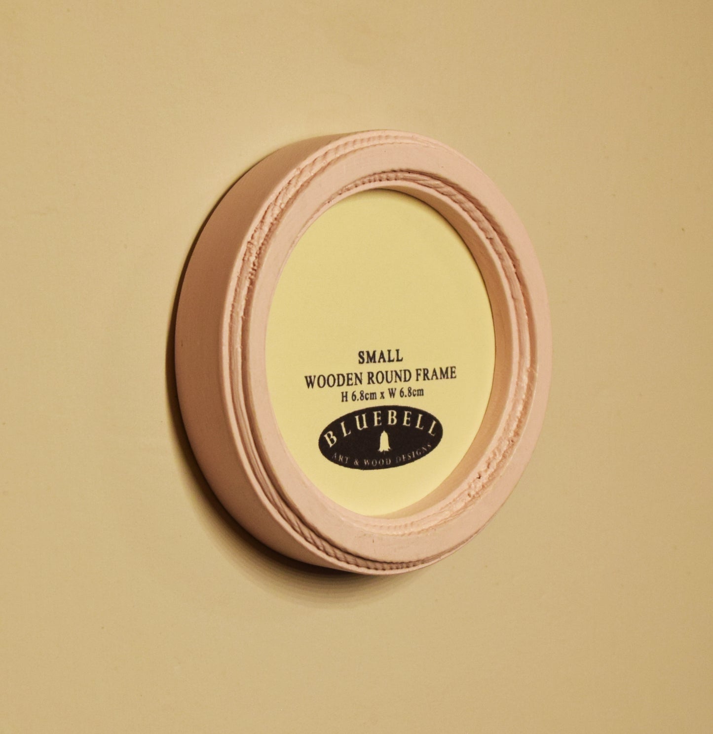 Baby Pink 2.5" x 2.5" Round Handmade Wooden Photo Picture Frame