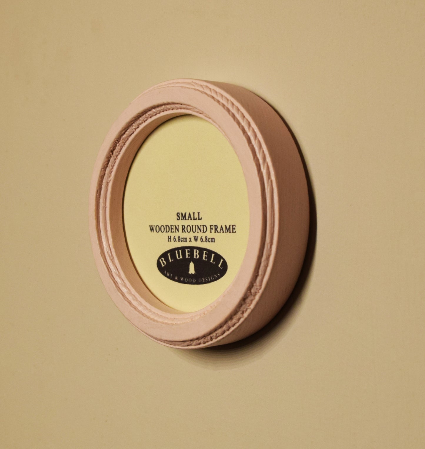 Baby Pink 2.5" x 2.5" Round Handmade Wooden Photo Picture Frame