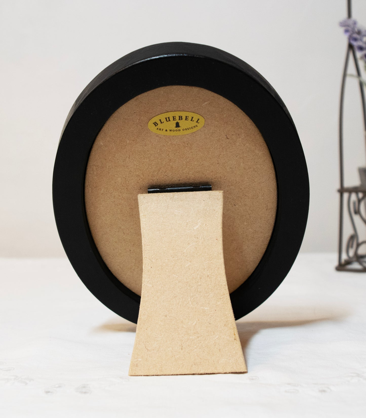 Black 3.5" x 5" Oval Handmade Wooden Photo Picture Frame