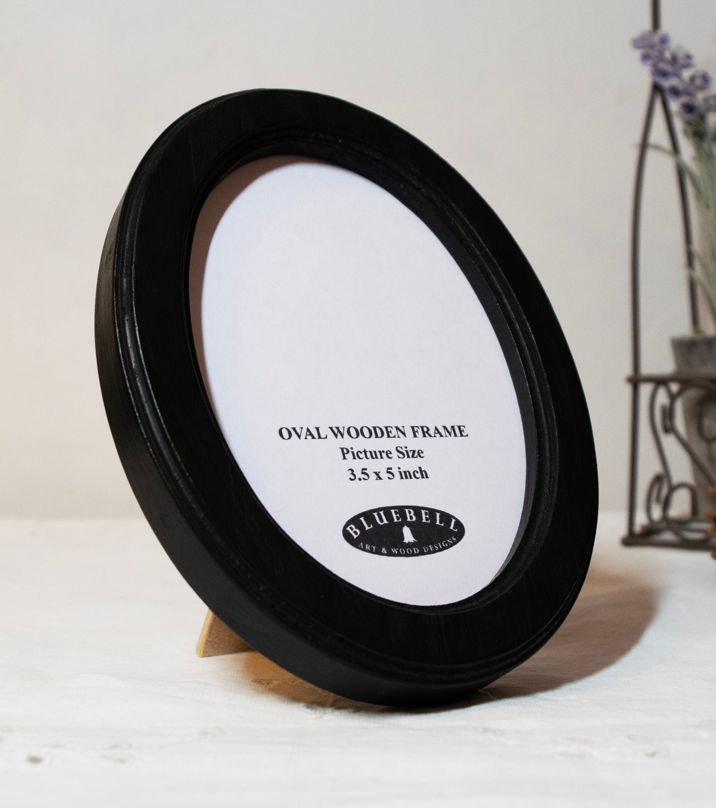 Black 3.5" x 5" Oval Handmade Wooden Photo Picture Frame