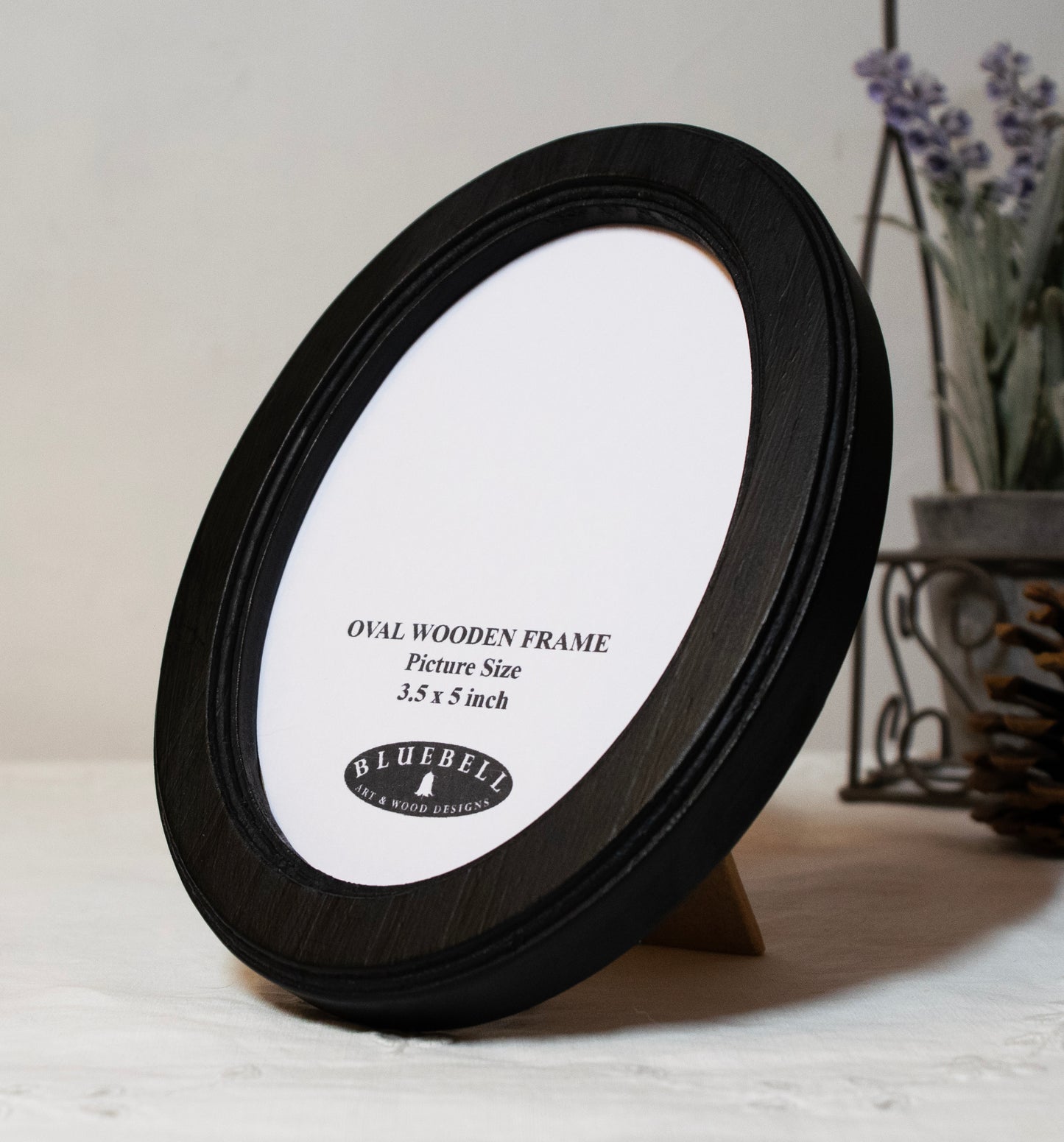 Black 3.5" x 5" Oval Handmade Wooden Photo Picture Frame