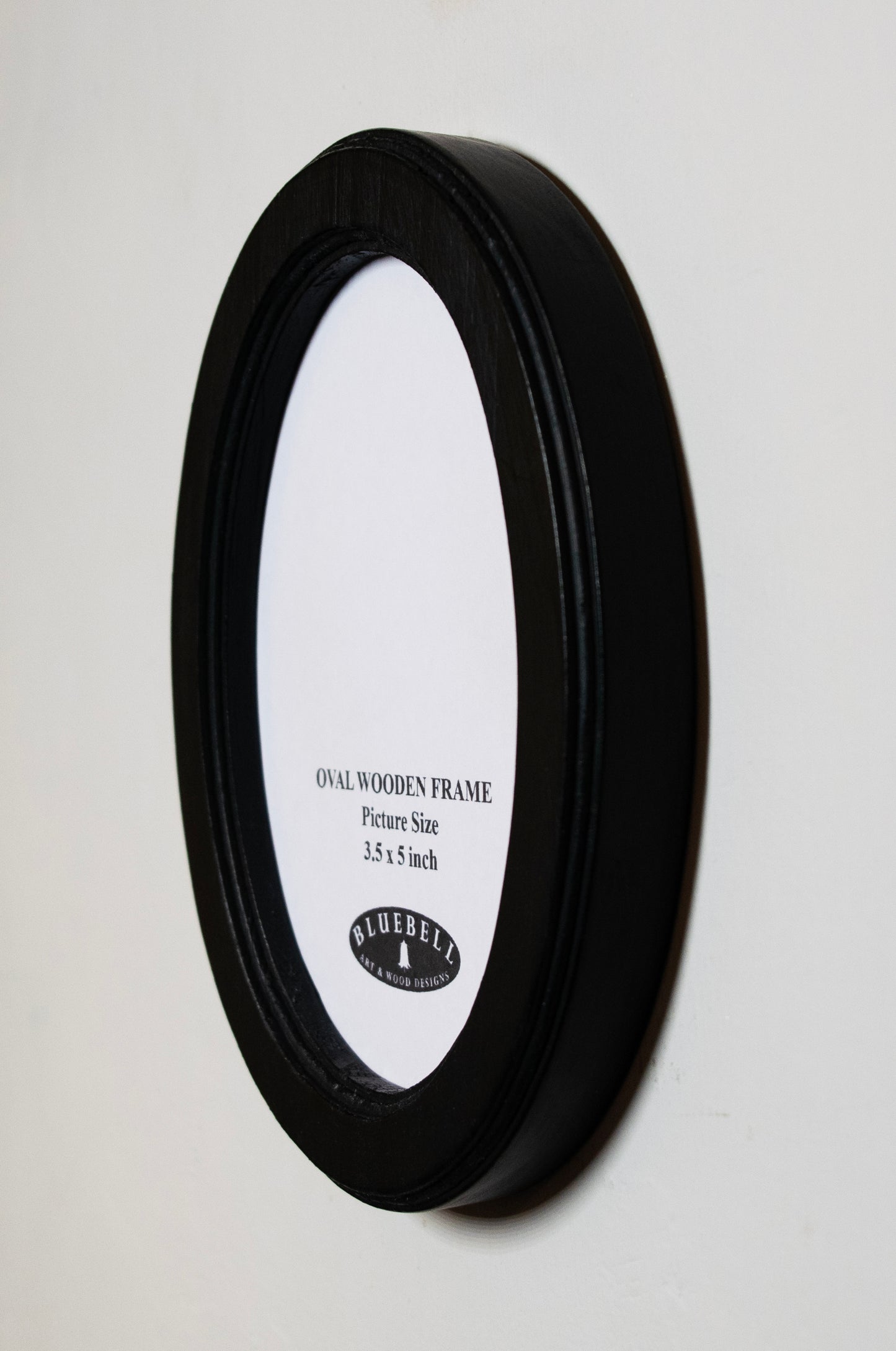 Black 3.5" x 5" Oval Handmade Wooden Photo Picture Frame