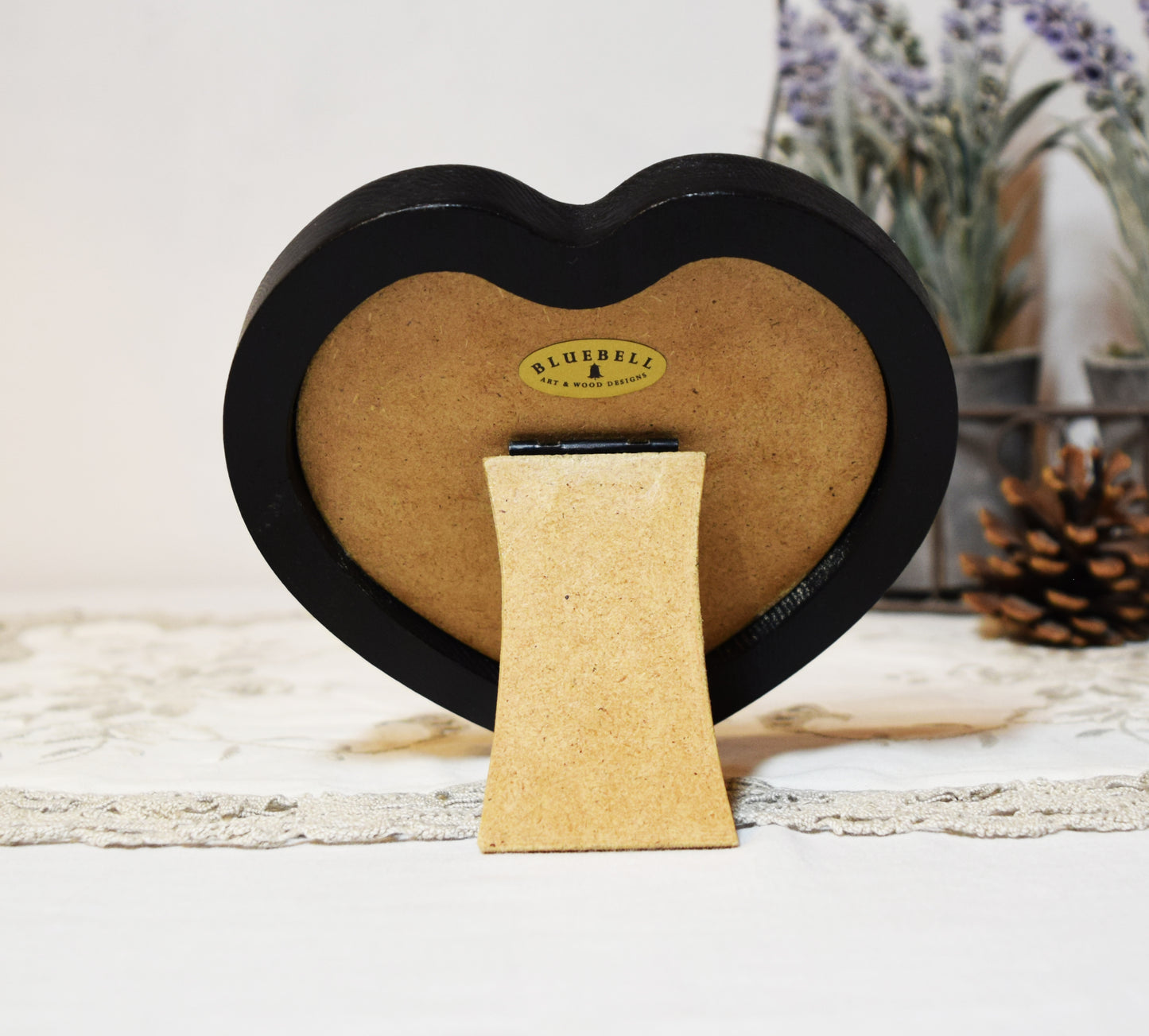 Black 4" x 4" Heart Handmade Wooden Photo Picture Frame