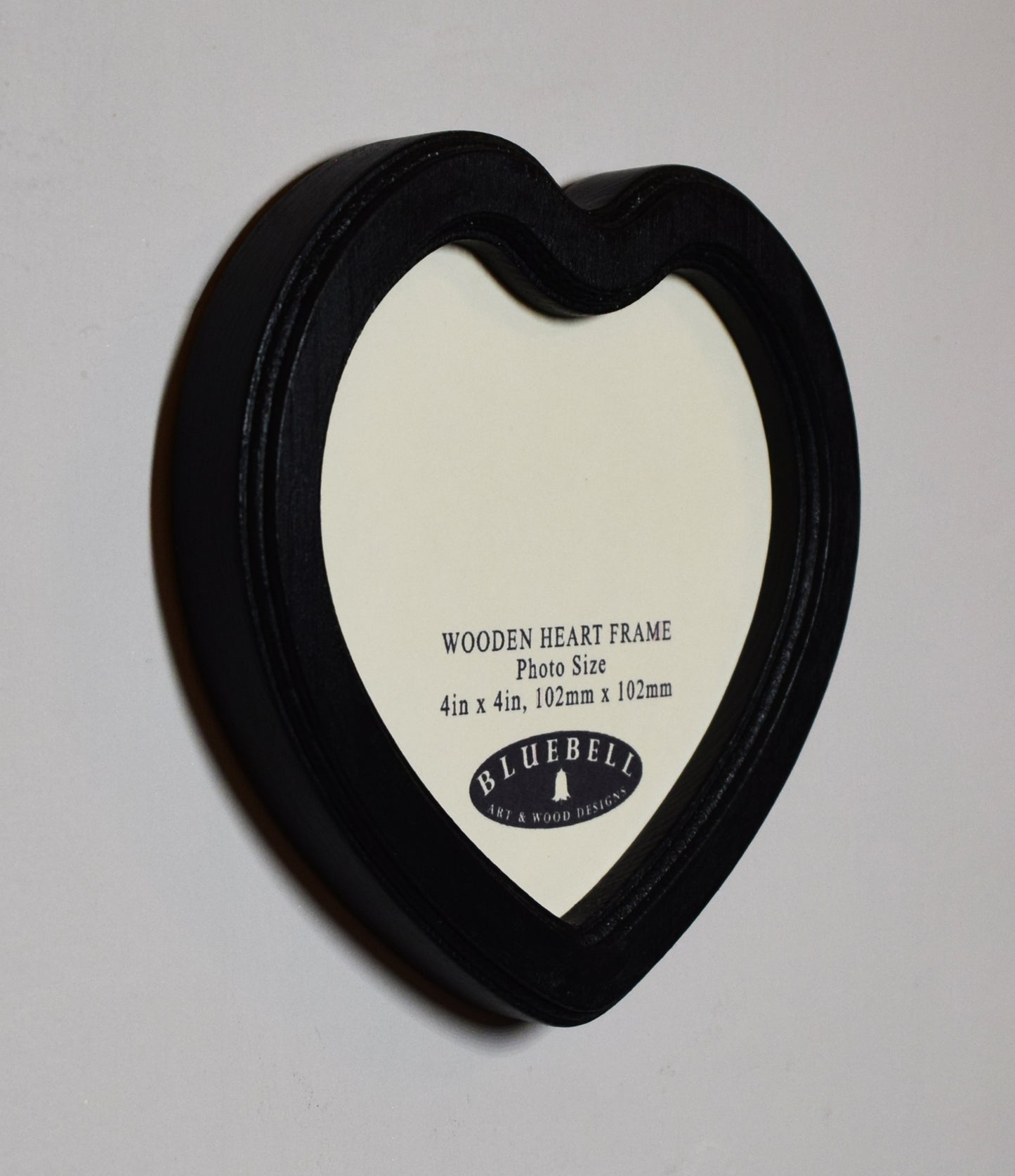 Black 4" x 4" Heart Handmade Wooden Photo Picture Frame