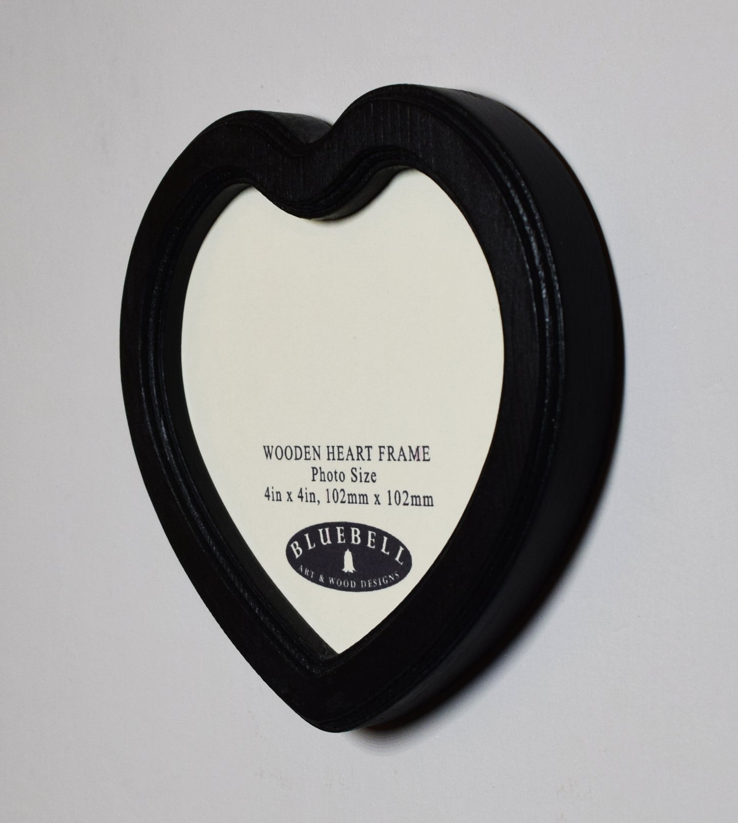Black 4" x 4" Heart Handmade Wooden Photo Picture Frame