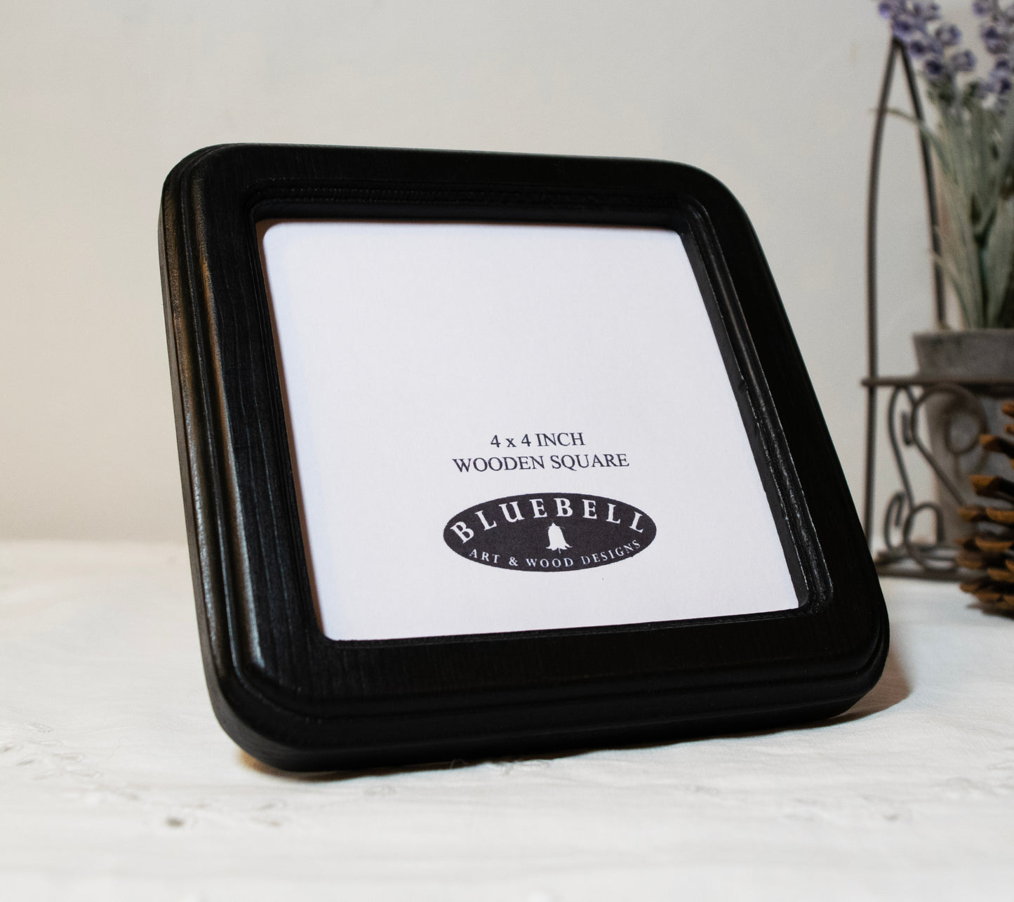 Black 4" x 4" Square Handmade Wooden Photo Picture Frame