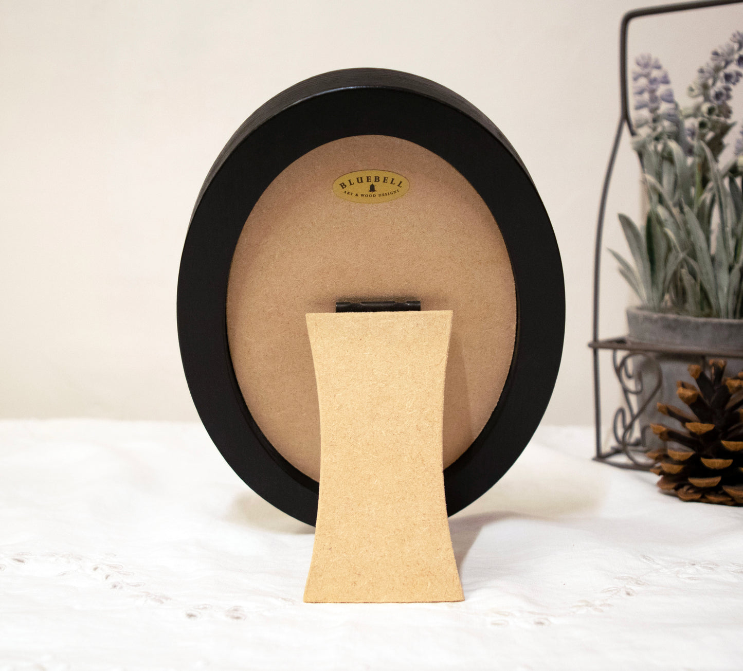 Black 4" x 6" Oval Roman Edged Handmade Wooden Photo Picture Frame