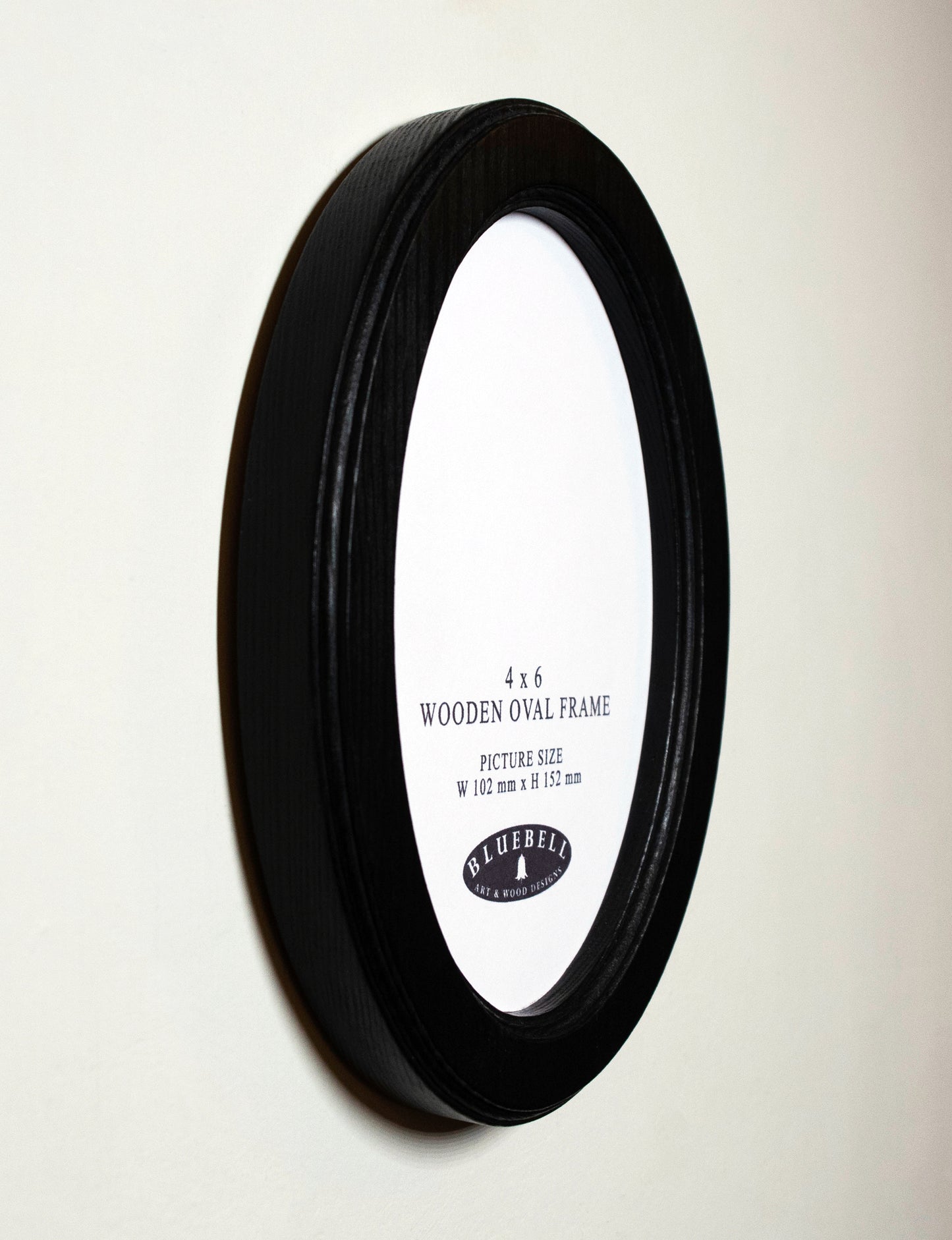 Black 4" x 6" Oval Roman Edged Handmade Wooden Photo Picture Frame