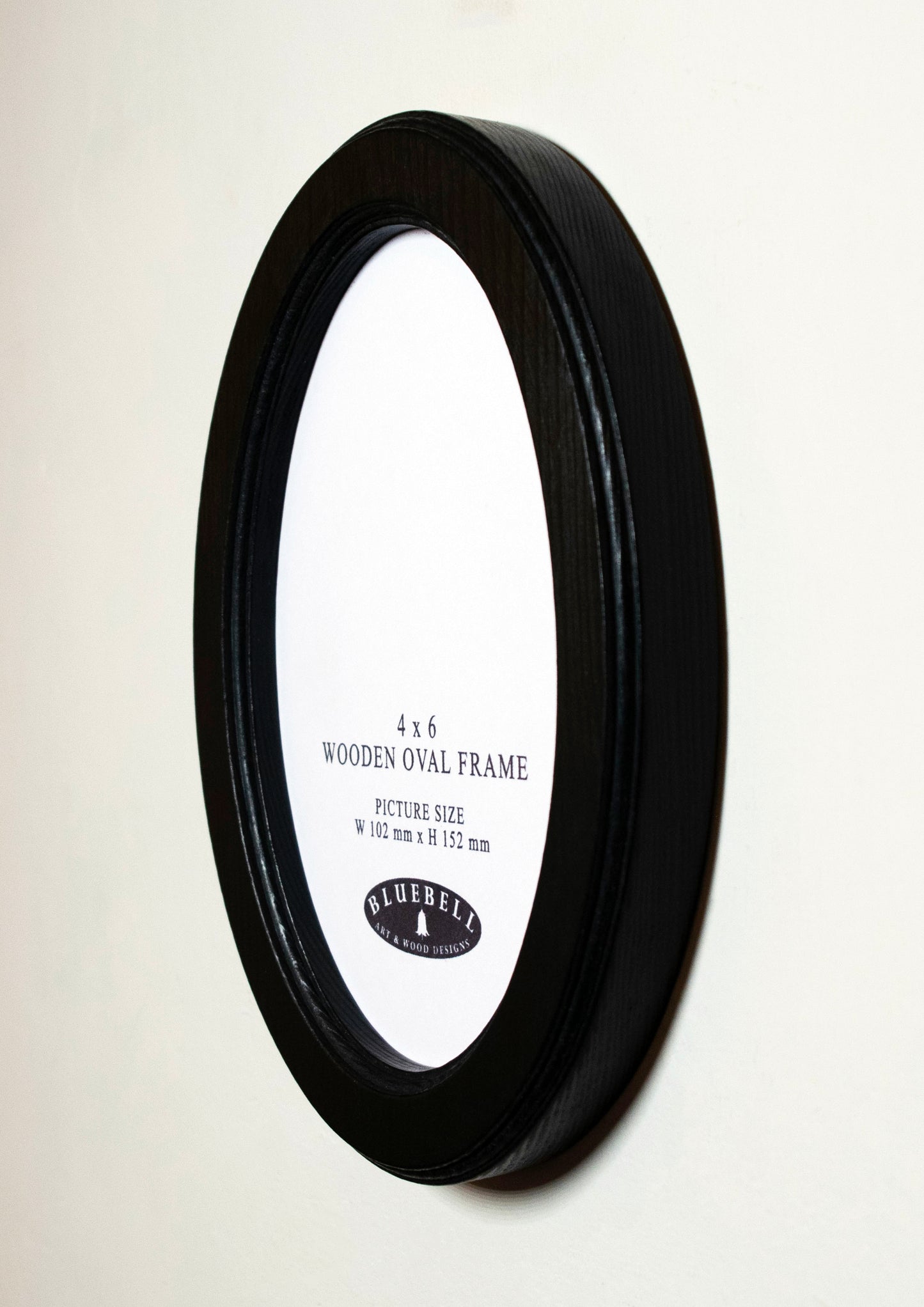 Black 4" x 6" Oval Roman Edged Handmade Wooden Photo Picture Frame