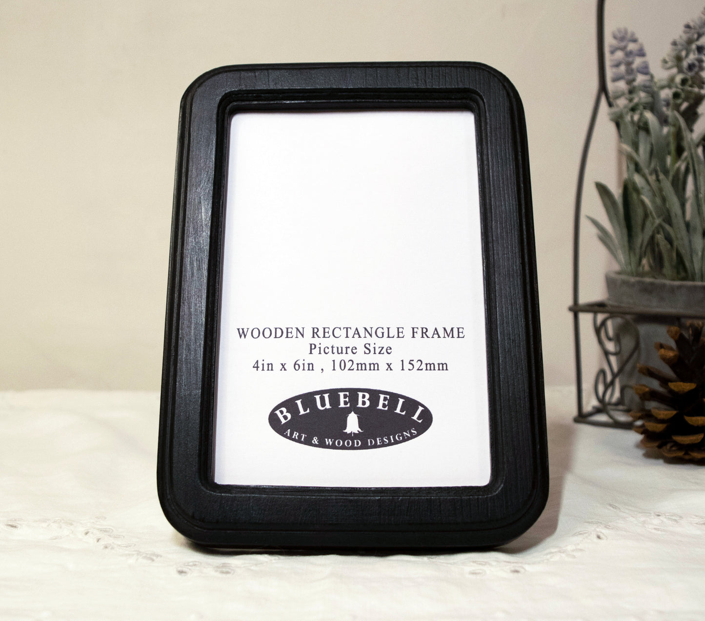 Black 4" x 6" Rectangle Roman Edged Handmade Wooden Photo Picture Frame