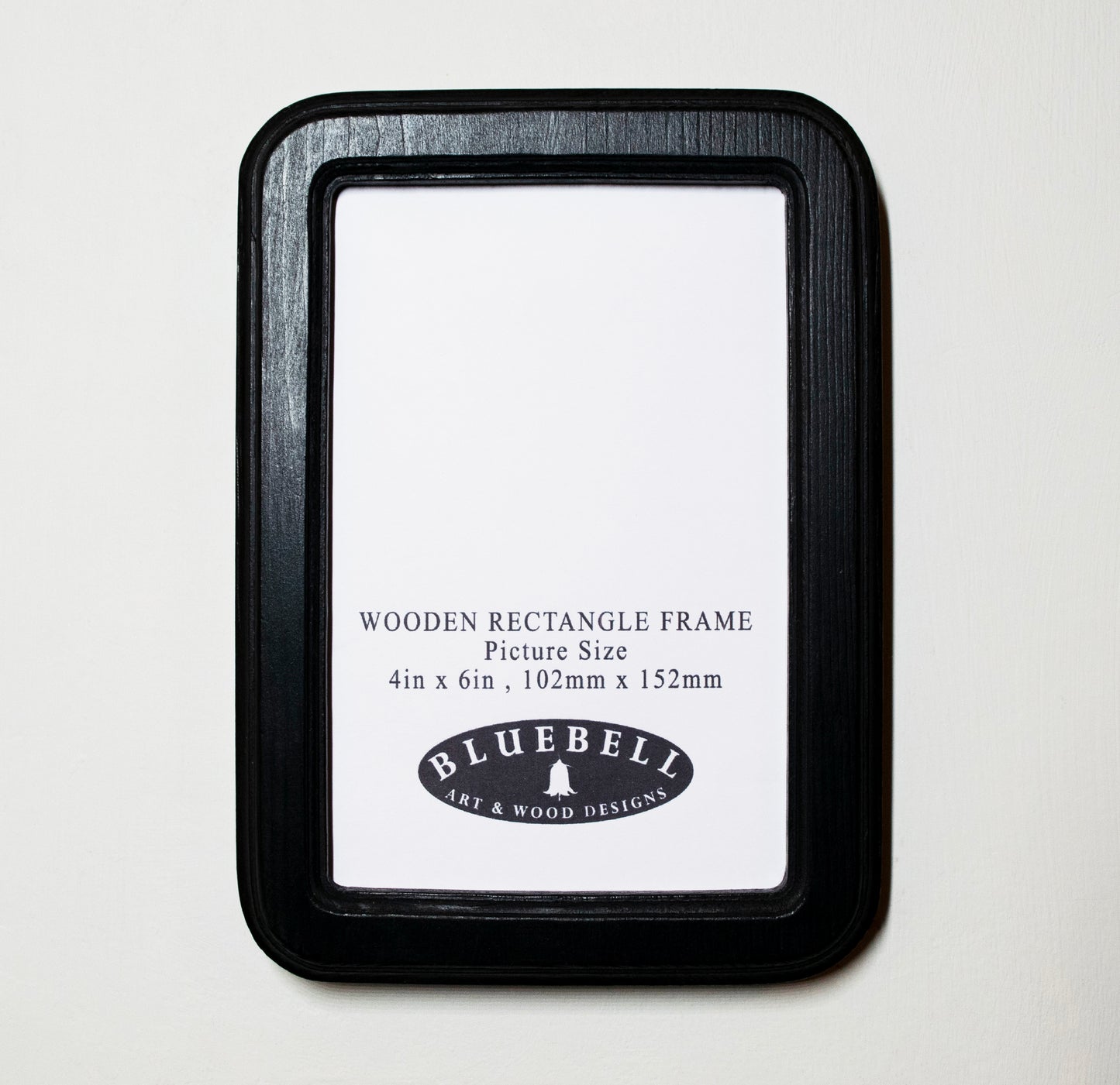 Black 4" x 6" Rectangle Roman Edged Handmade Wooden Photo Picture Frame