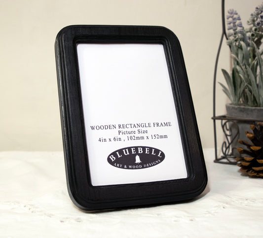 Black 4" x 6" Rectangle Roman Edged Handmade Wooden Photo Picture Frame