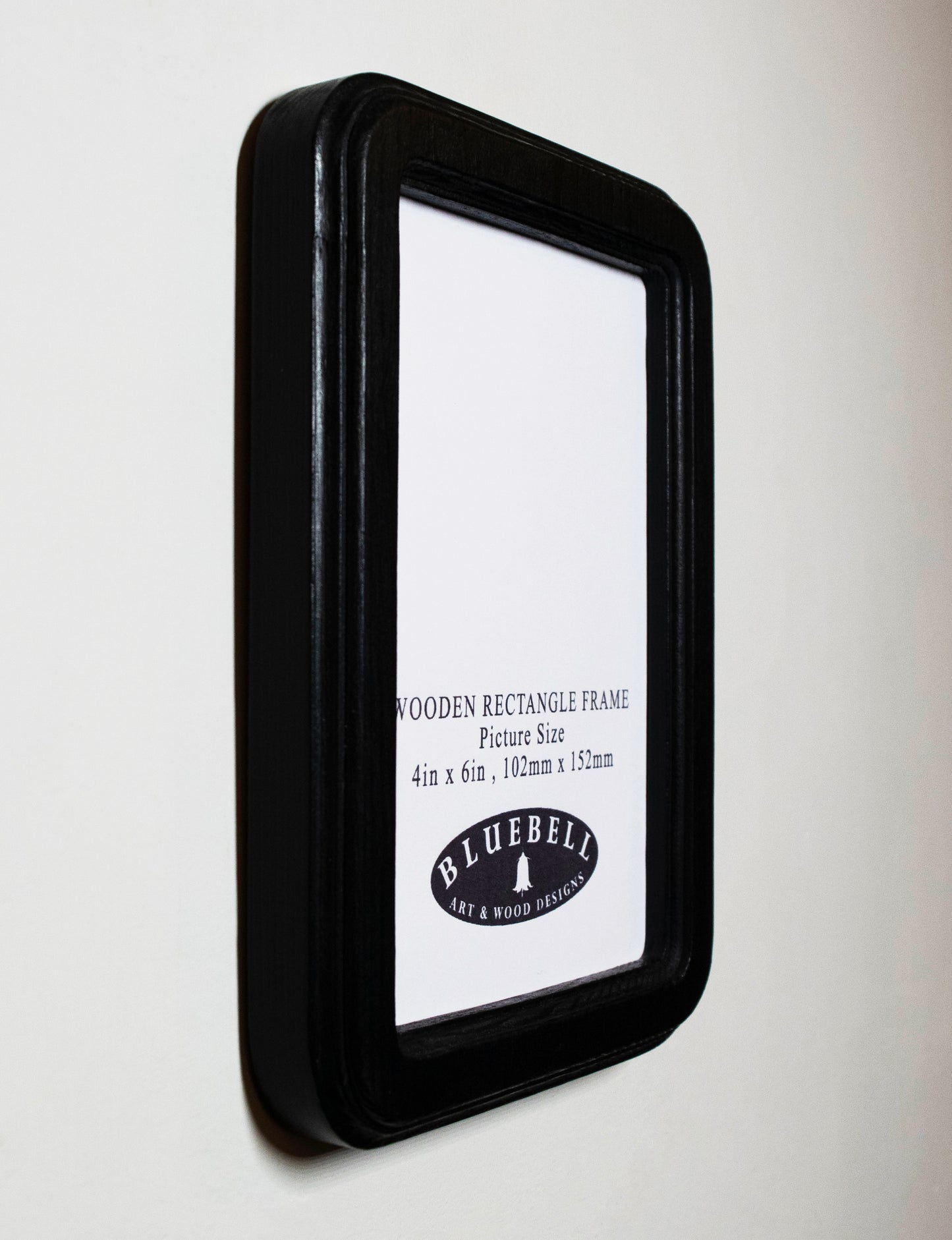 Black 4" x 6" Rectangle Roman Edged Handmade Wooden Photo Picture Frame