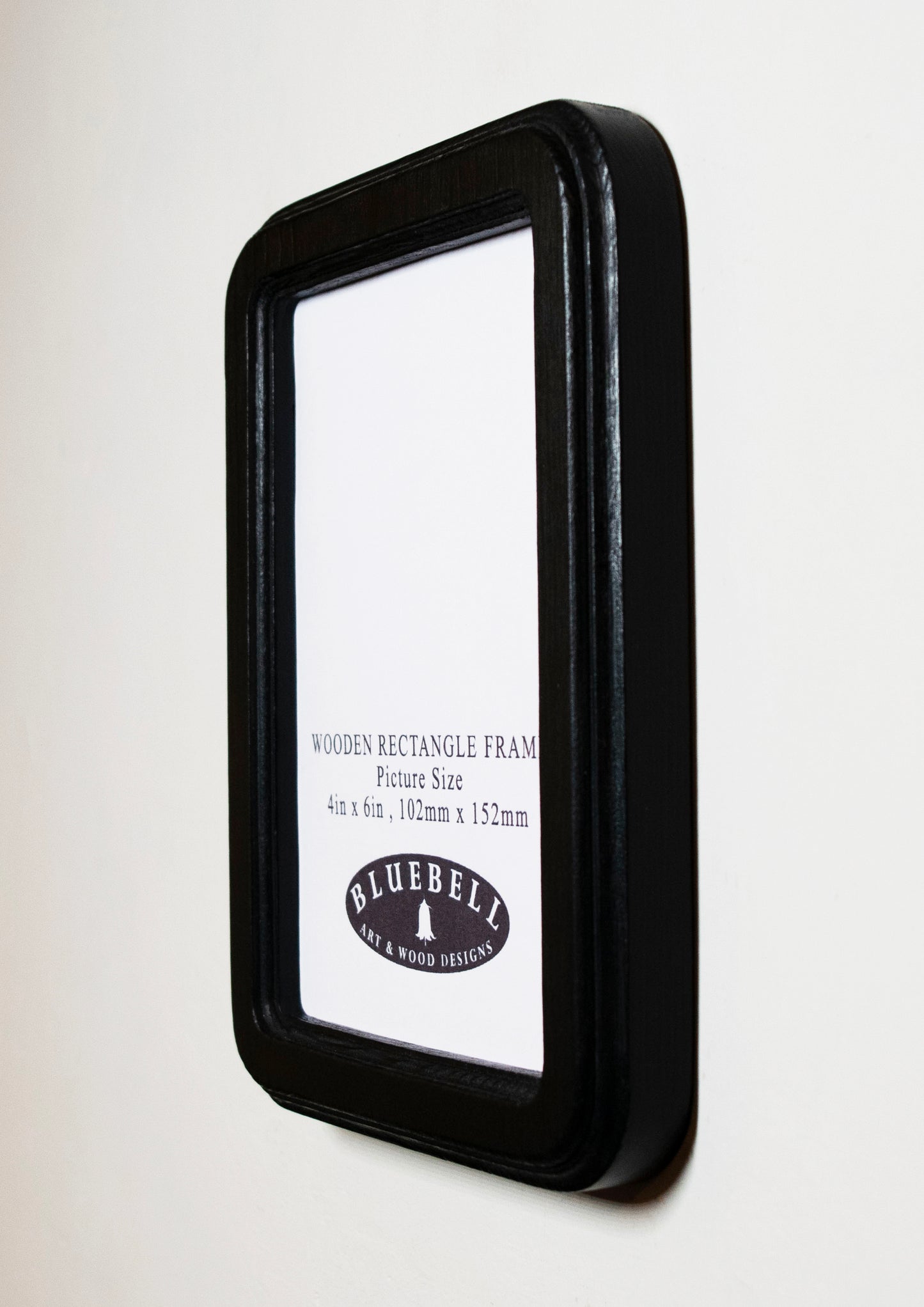 Black 4" x 6" Rectangle Roman Edged Handmade Wooden Photo Picture Frame