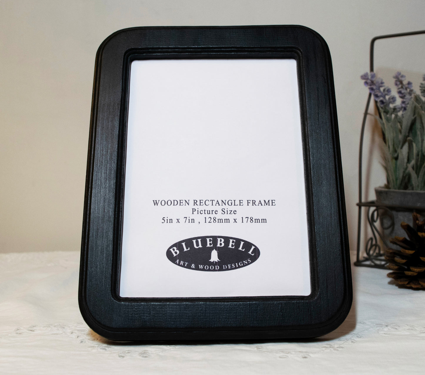Black 5" x 7" Rectangle Roman Edged Handmade Wooden Photo Picture Frame