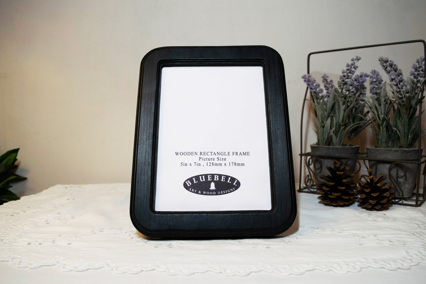 Black 5" x 7" Rectangle Roman Edged Handmade Wooden Photo Picture Frame