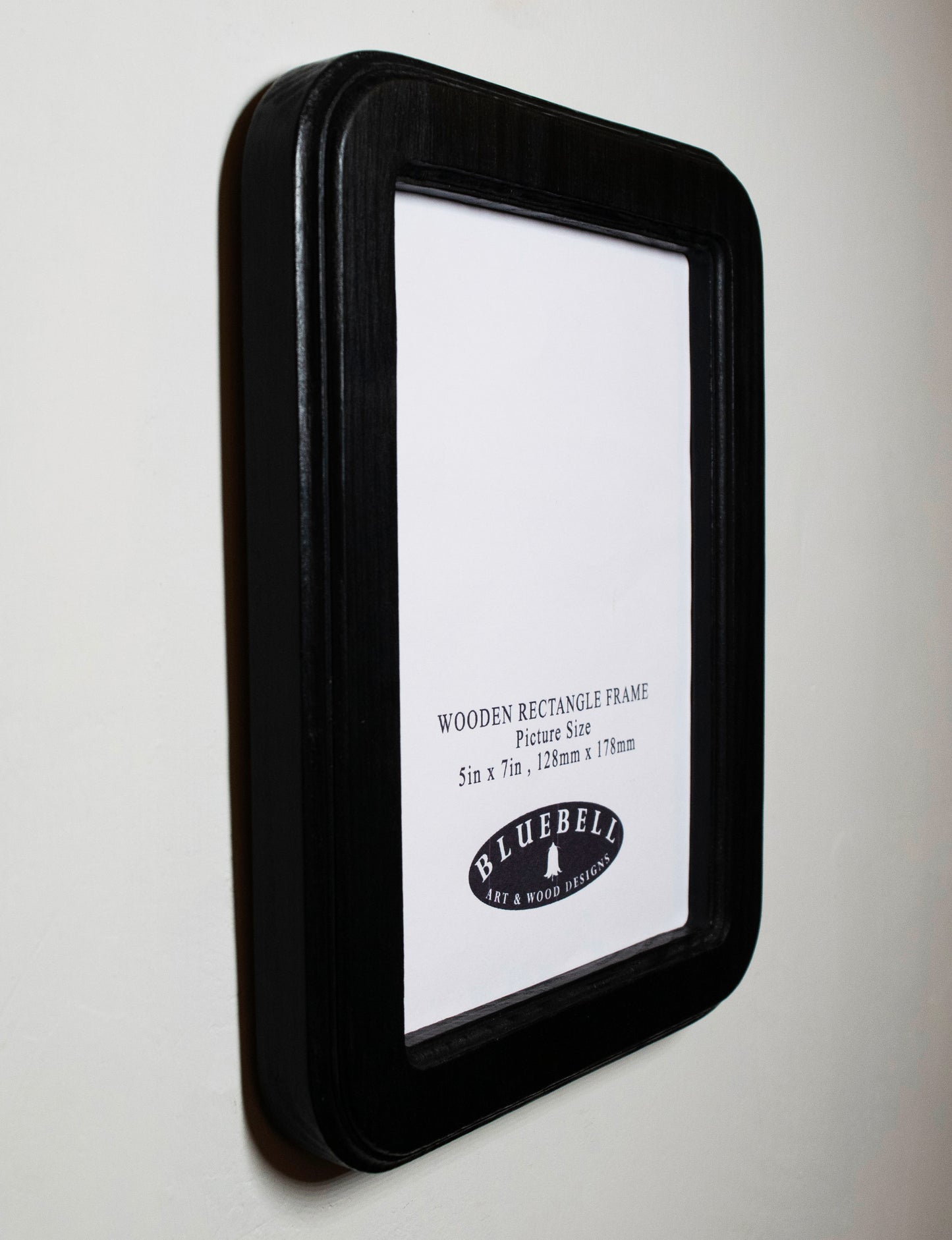 Black 5" x 7" Rectangle Roman Edged Handmade Wooden Photo Picture Frame