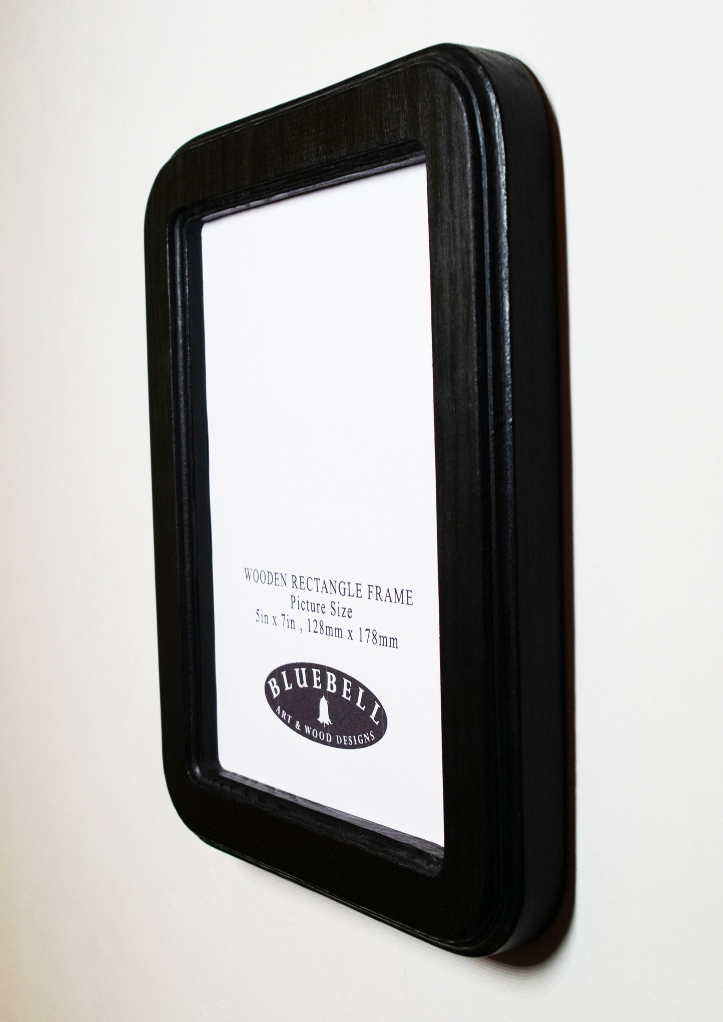 Black 5" x 7" Rectangle Roman Edged Handmade Wooden Photo Picture Frame