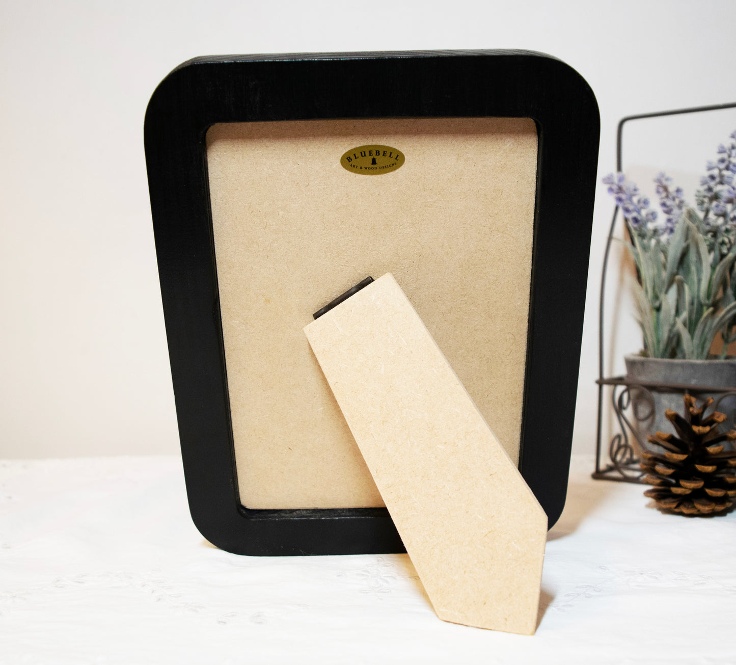 Black 5" x 7" Rectangle Roman Edged Handmade Wooden Photo Picture Frame