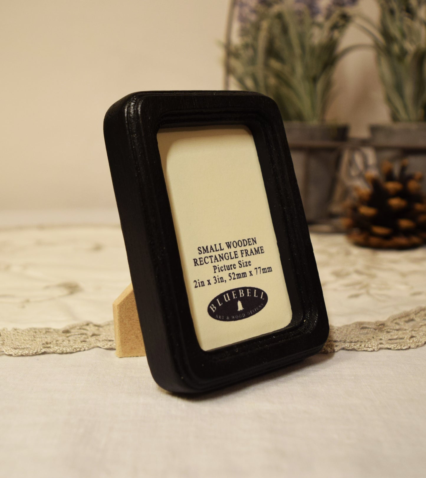 Black 2" x 3" Rectangle Handmade Wooden Photo Picture Frame