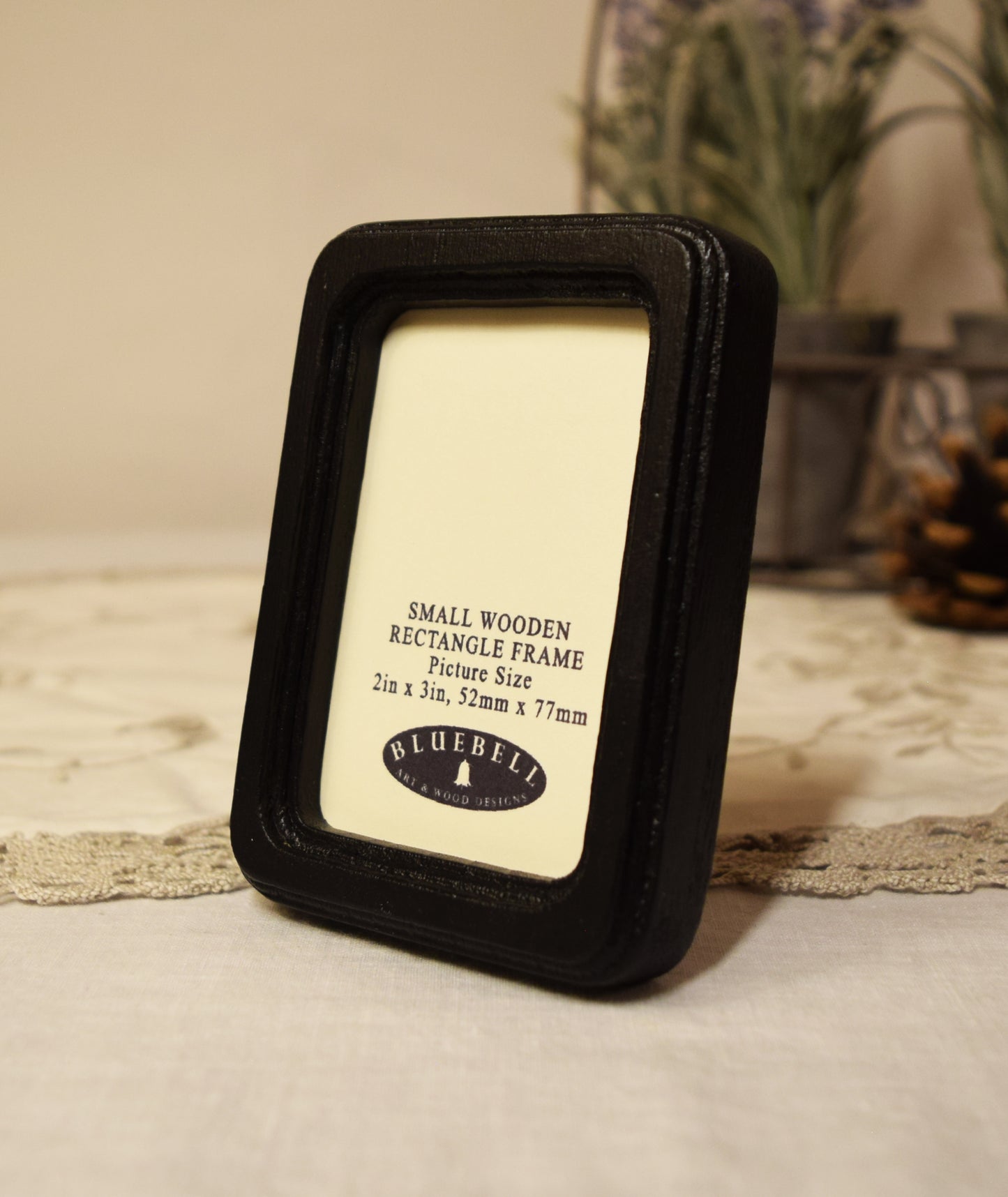 Black 2" x 3" Rectangle Handmade Wooden Photo Picture Frame