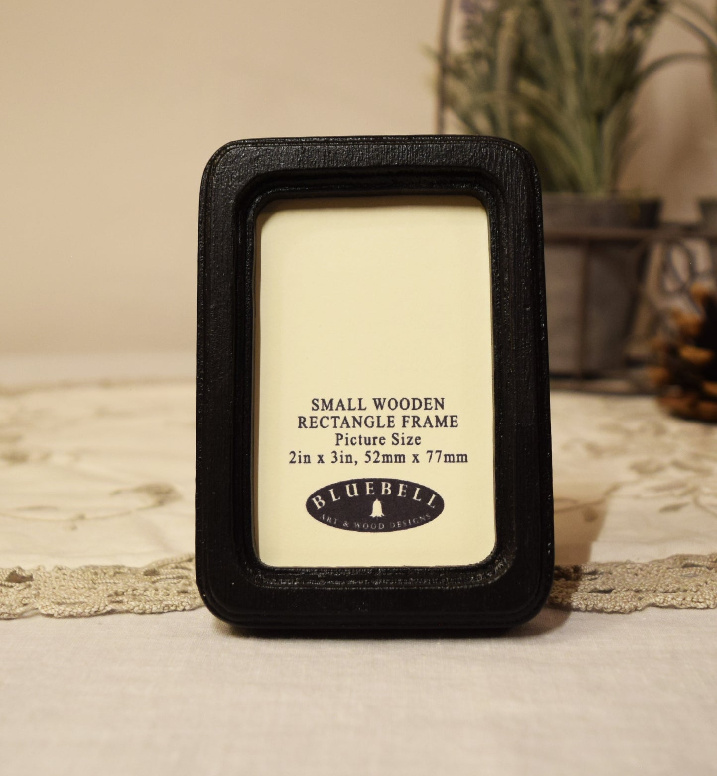 Black 2" x 3" Rectangle Handmade Wooden Photo Picture Frame