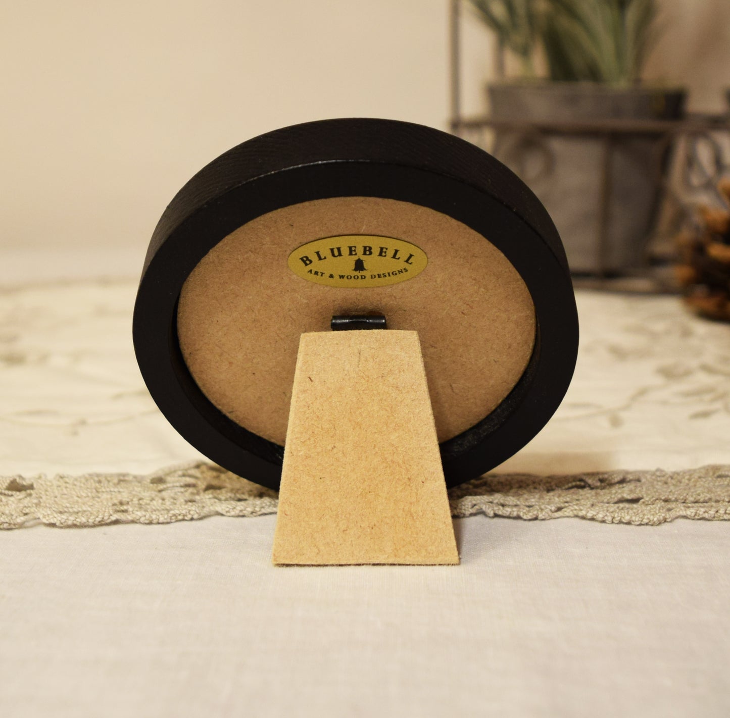 Black 2.5" x 2.5" Round Handmade Wooden Photo Picture Frame