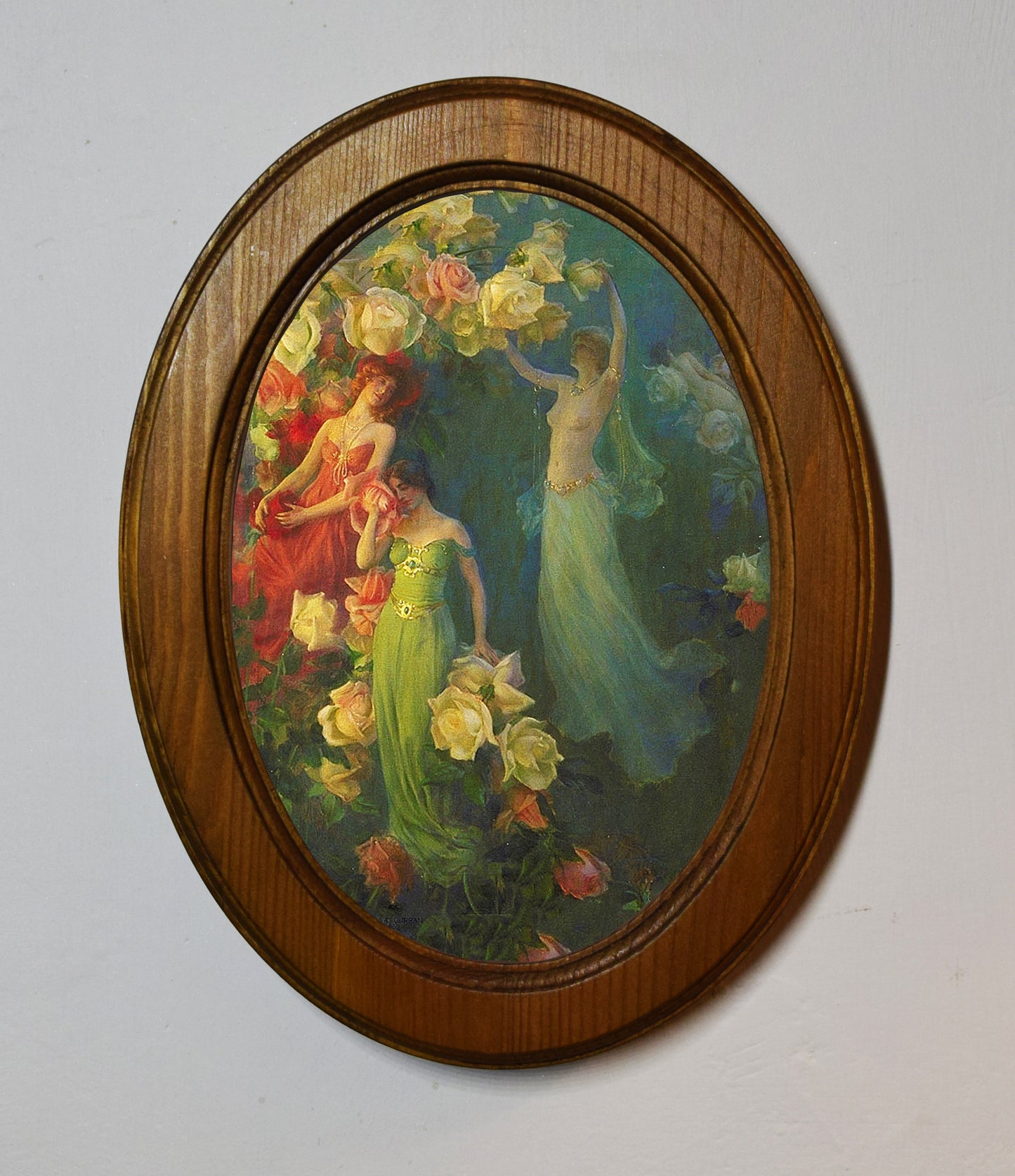 Charles Courtney Curran The Perfume of Roses 4" x 6" Oval Wooden Framed Classic Art Print