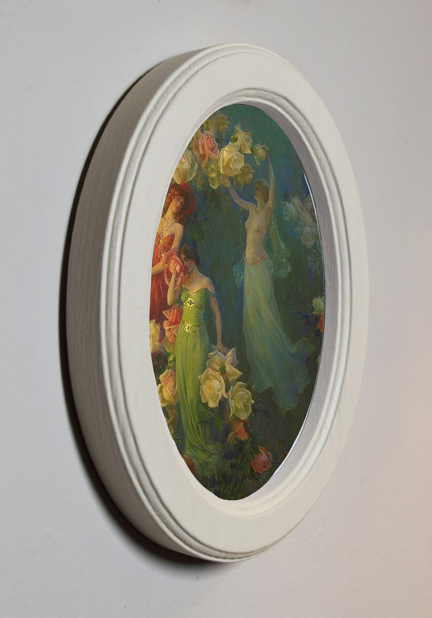 Charles Courtney Curran The Perfume of Roses 4" x 6" Oval Wooden Framed Classic Art Print