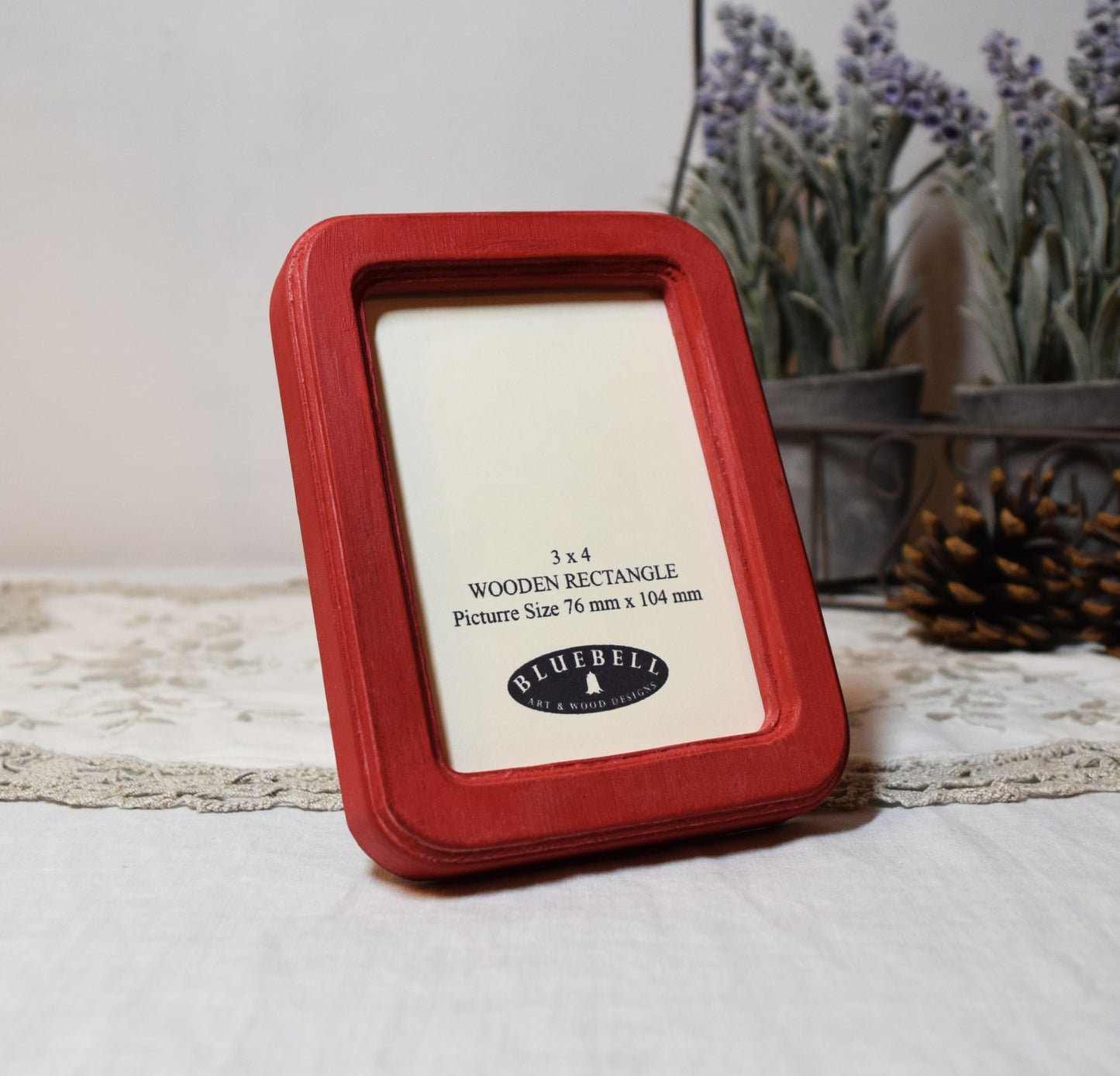 Red 3" x 4" Rectangle Handmade Wooden Photo Picture Frame