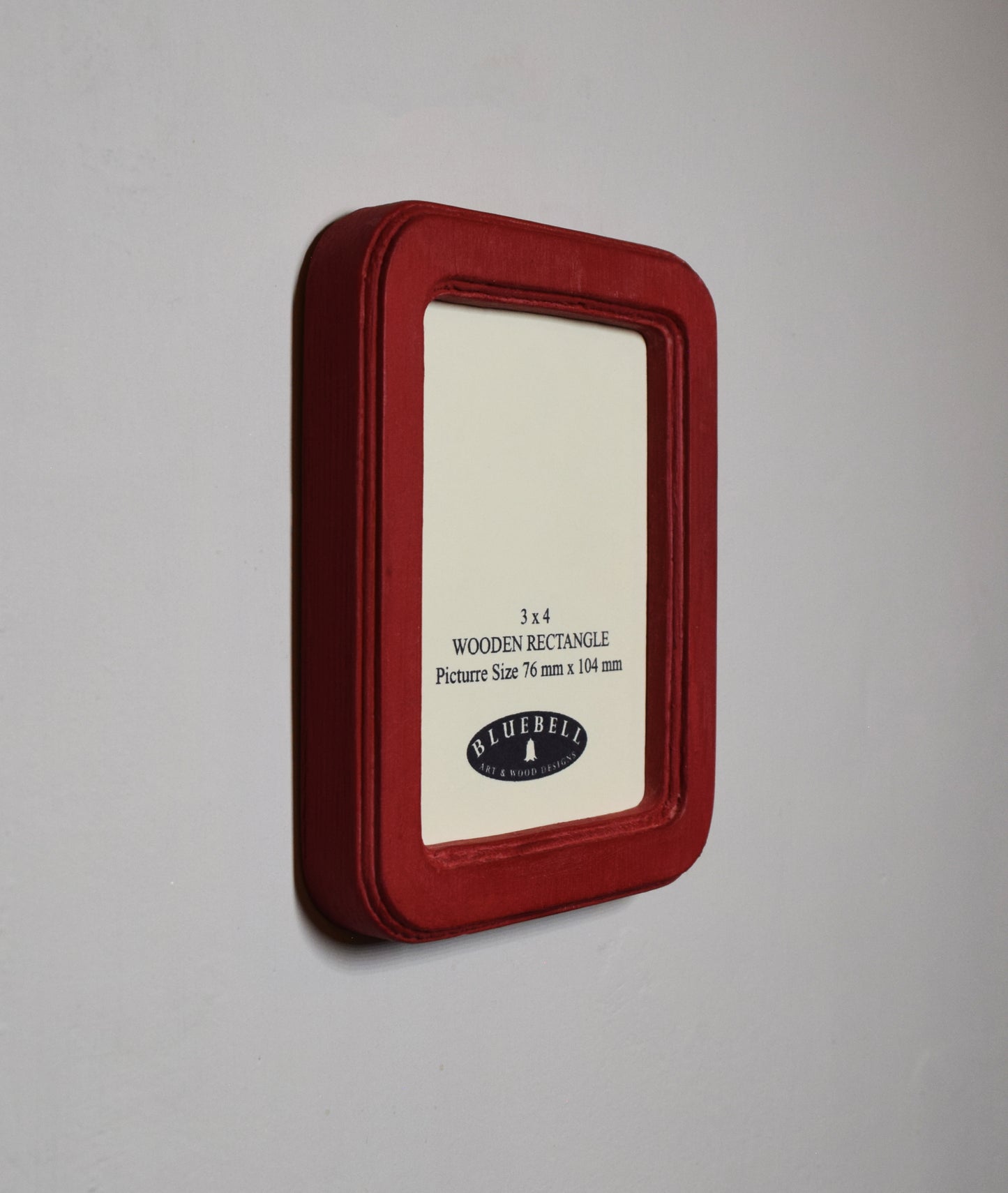 Red 3" x 4" Rectangle Handmade Wooden Photo Picture Frame